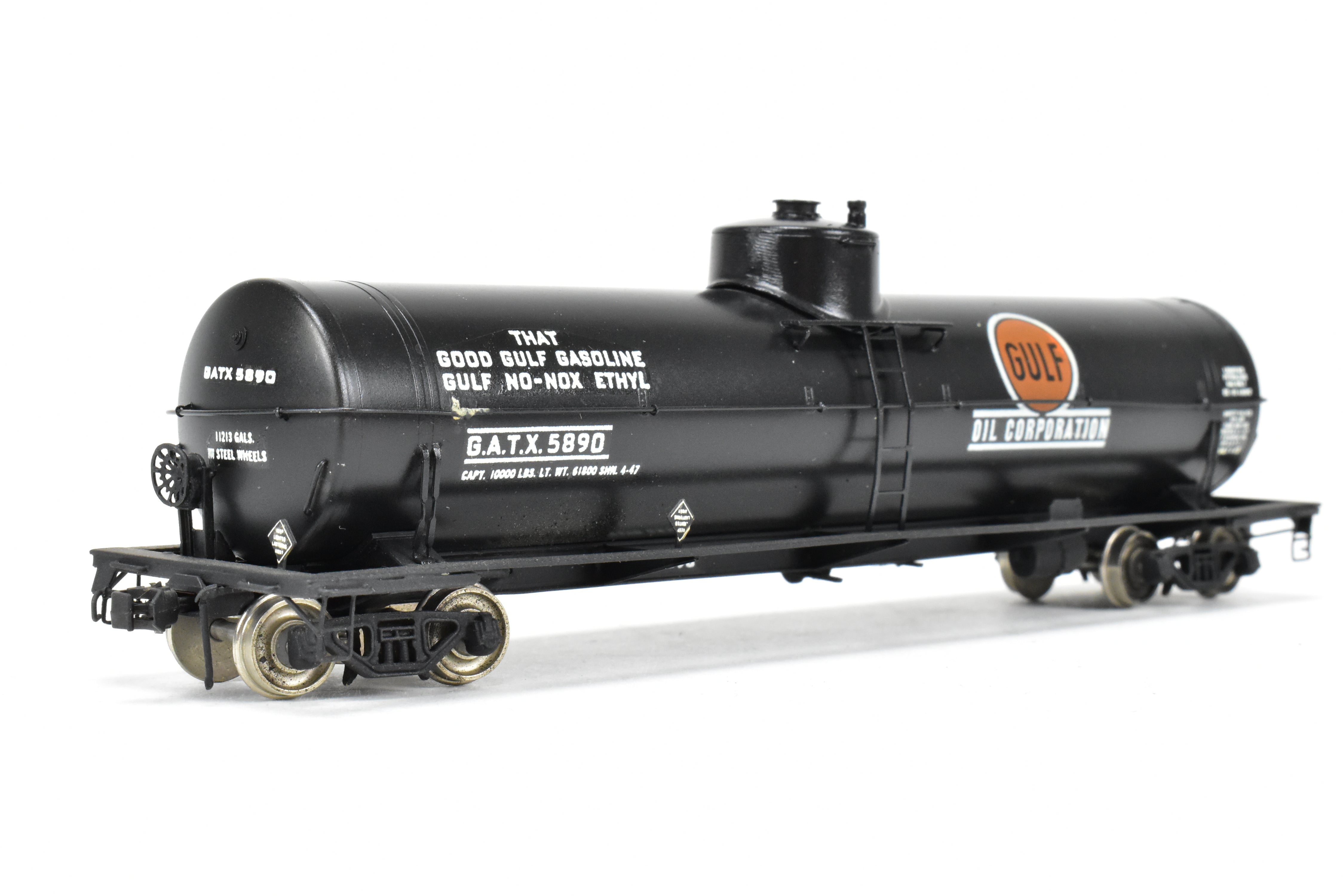 HO Scale Brass Precision Scale Co. Model 16,000 Gallon Tank Car with Gulf Oil Corporation Decals for Railroad Enthusiasts