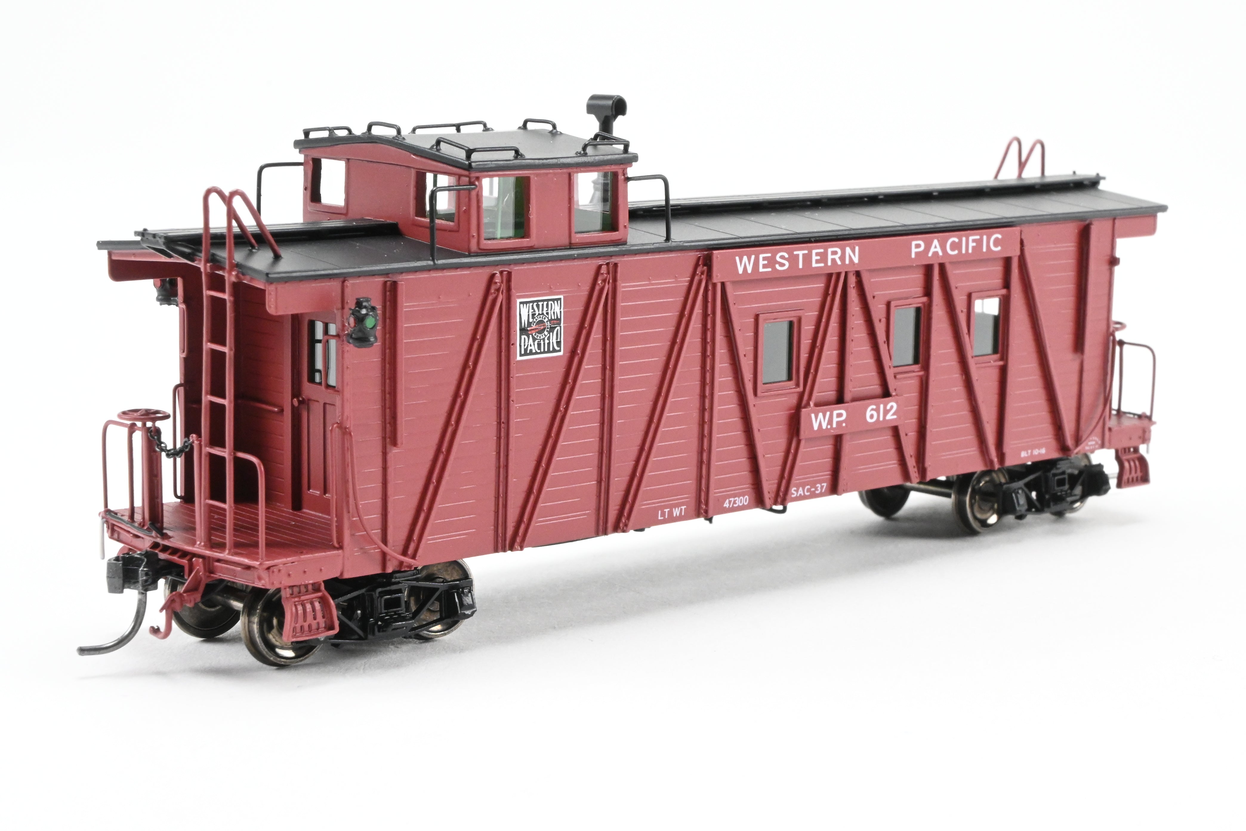 High - Quality HO Scale New Brass North Bank Line (NBL) and Western Pacific (WP) Caboose #612 with Recessed Ends and FP Brown Finish, Ideal for Model Train Enthusiasts