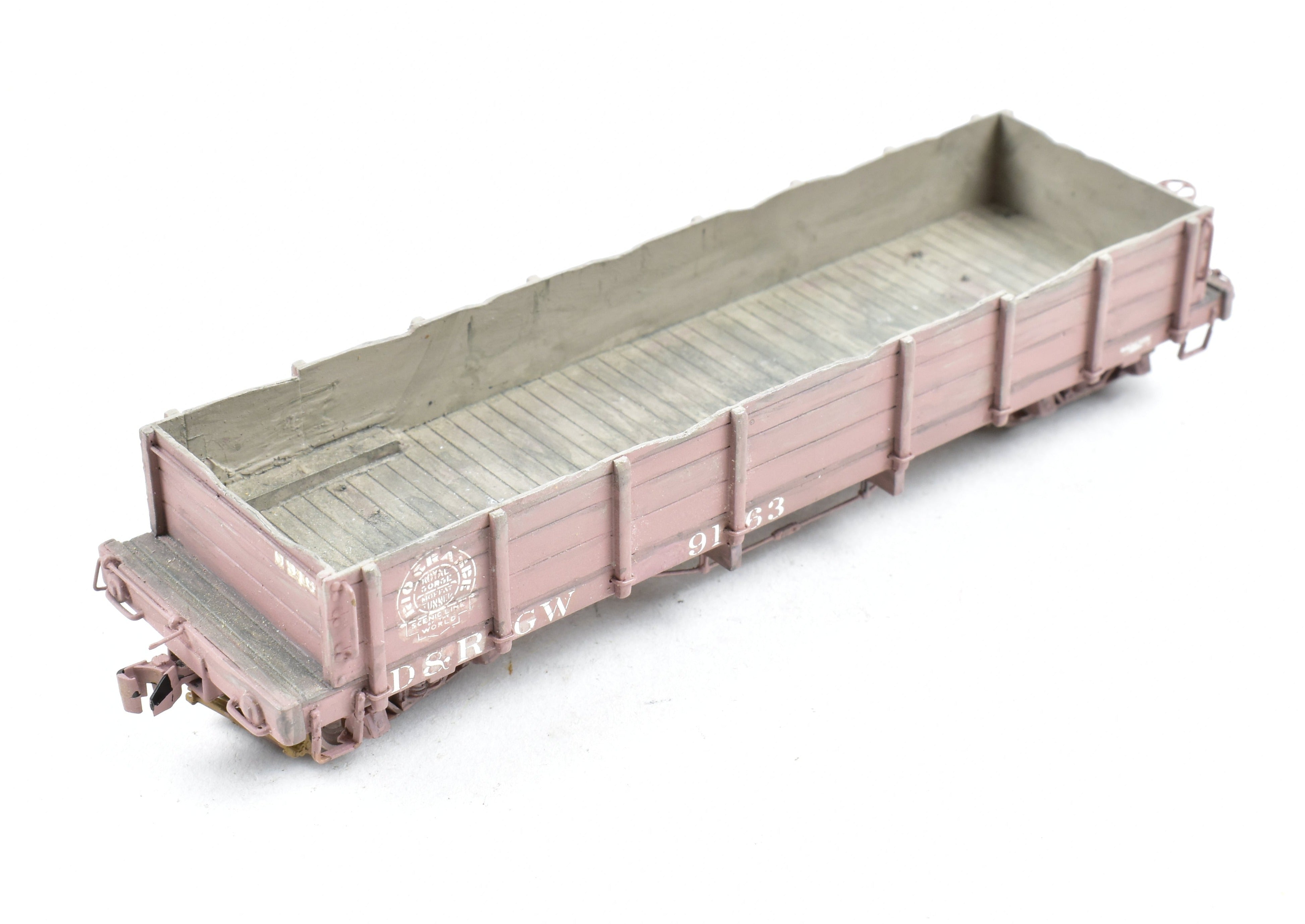 HOn3 Scale Brass Pacific Traction D&RGW - Denver & Rio Grande Western Custom Painted and Weathered Gondola Model Train Car