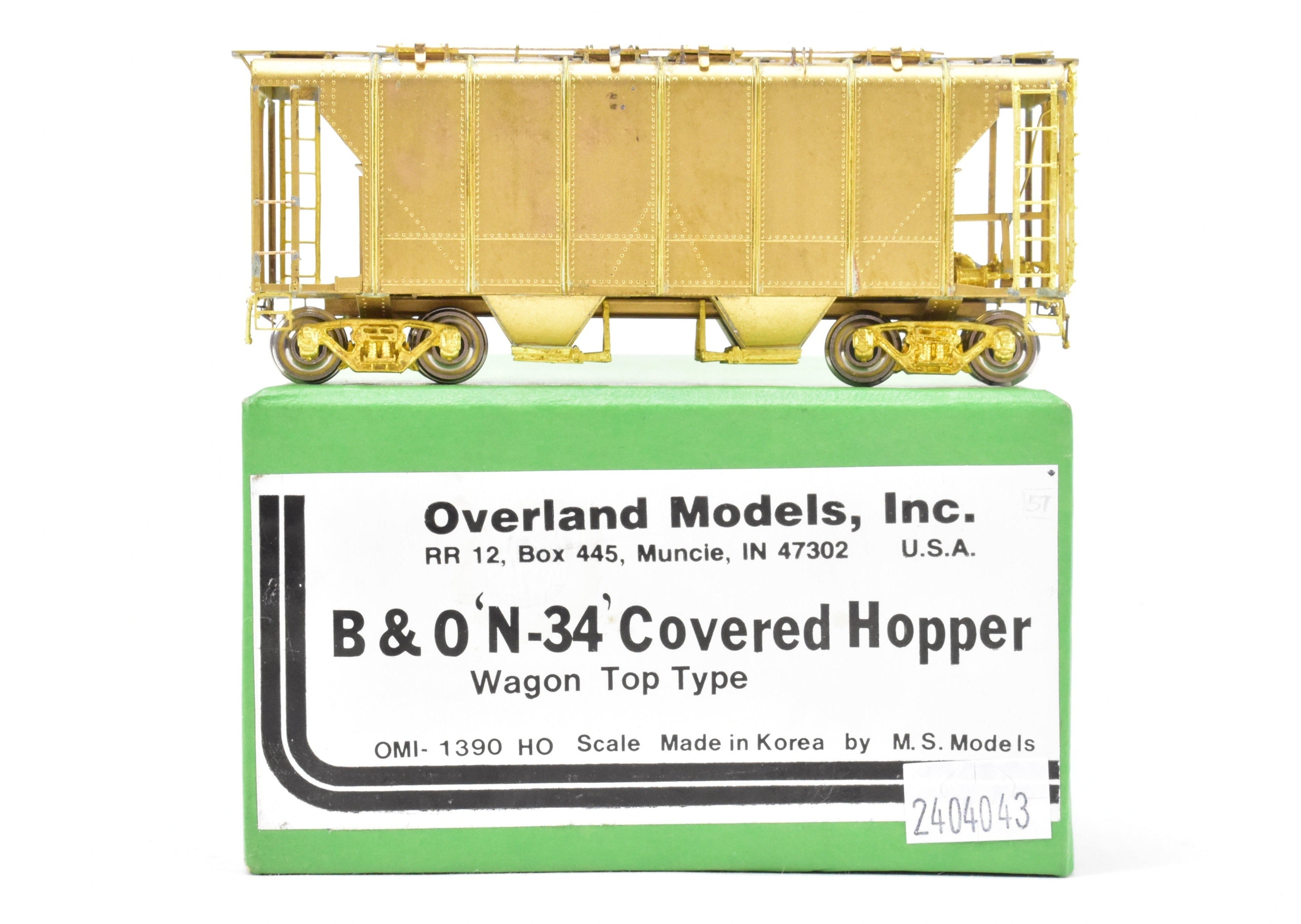 HO Brass OMI B&O N-34 Covered Hopper Wagon with Working Hatches