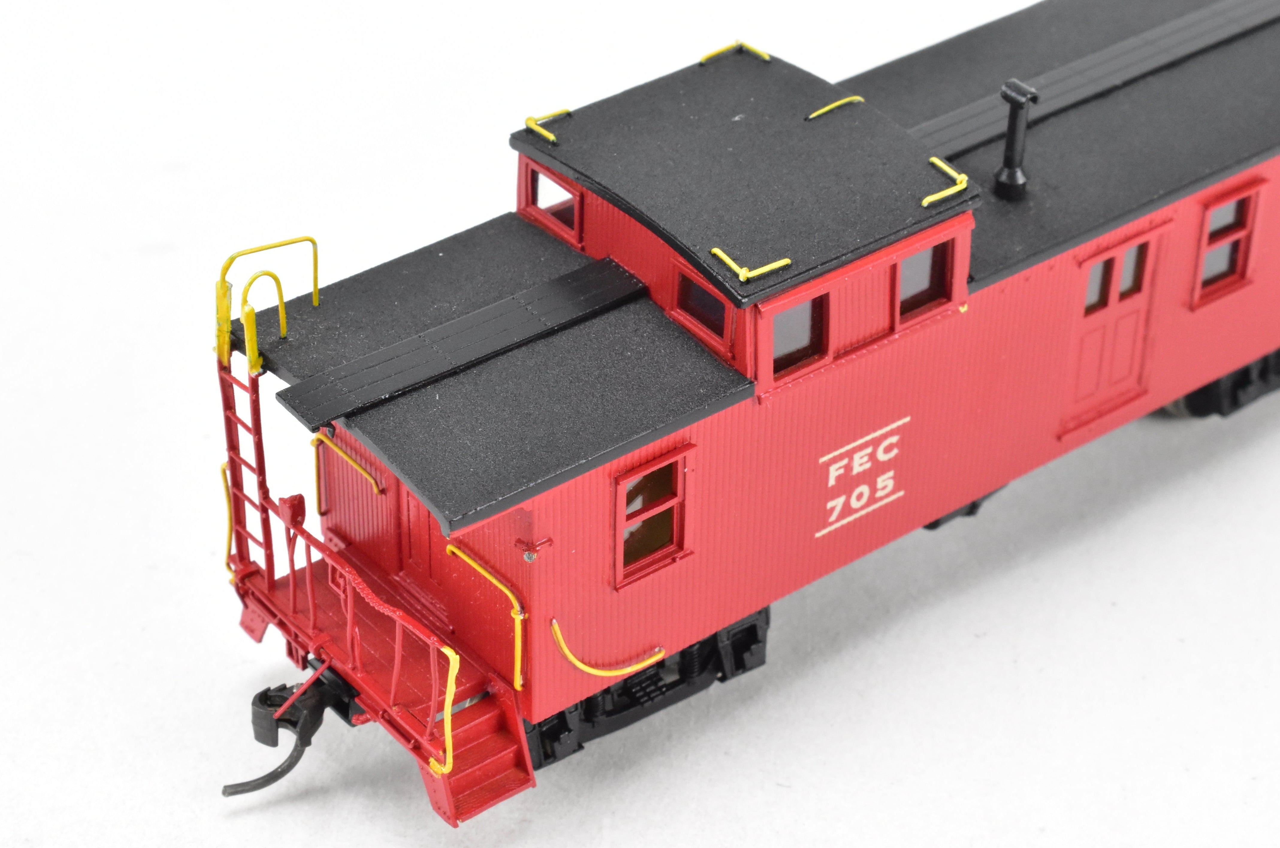 HO Scale Brass Model Train Caboose - OMI (Overland Models, Inc.) Florida East Coast Wood Side - Door Caboose, Car Number 705