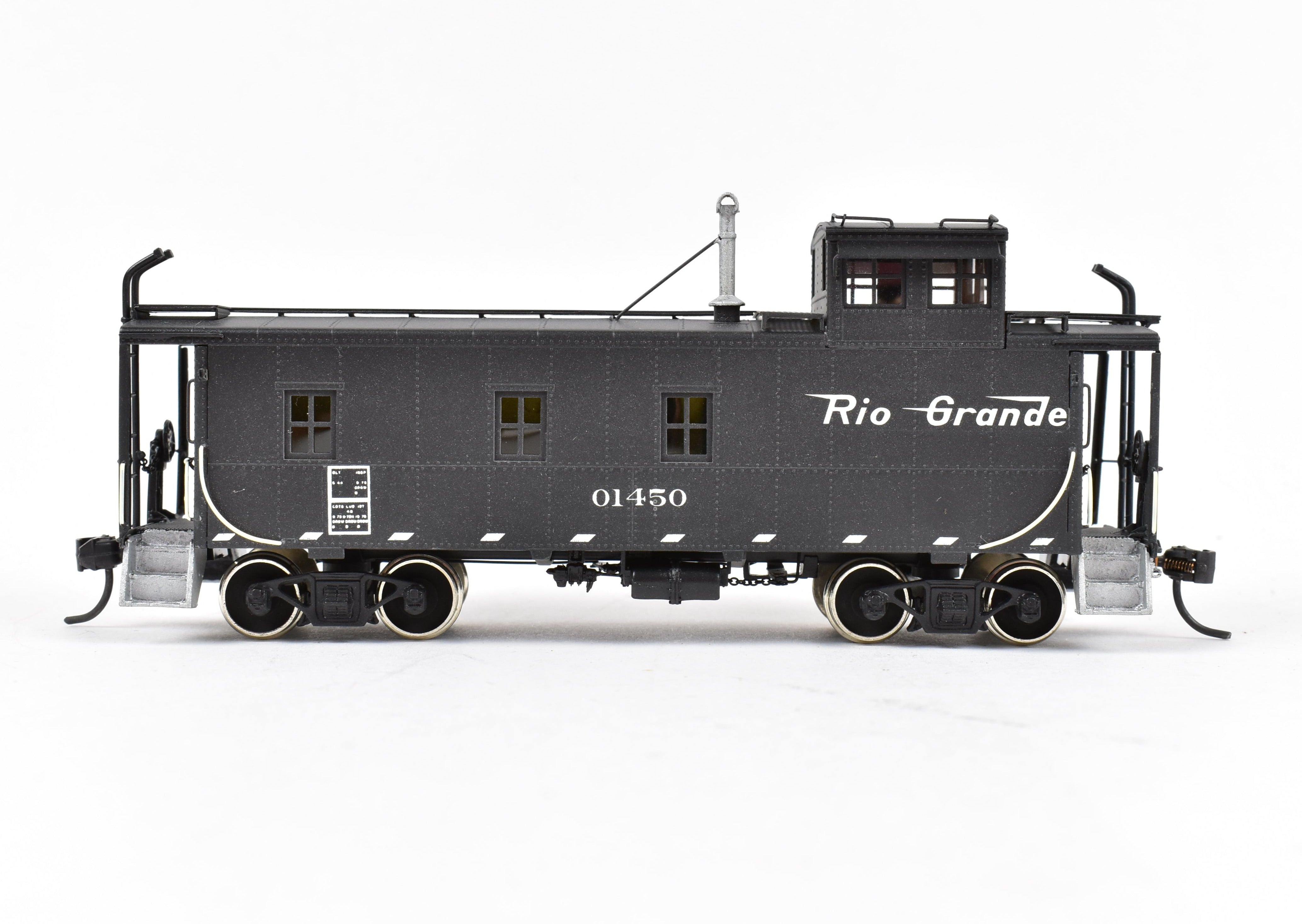 HO Scale Brass Model Train Caboose - Overland Models, Inc. Denver & Rio Grande Western Steel Caboose FP No. 01450