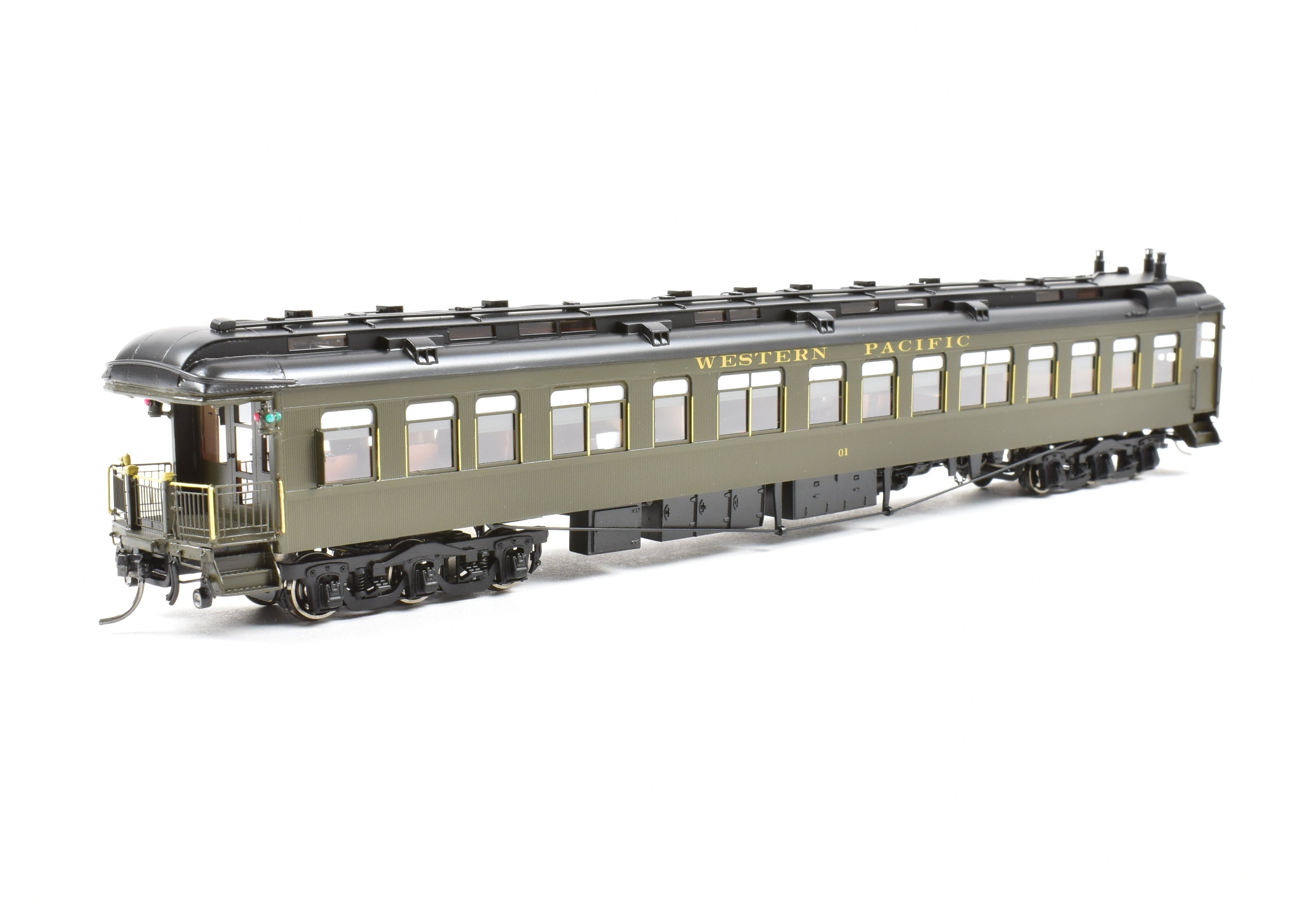 High - Quality HO Scale New Brass Model of North Bank Line Western Pacific Business Car #01 in Pullman Green