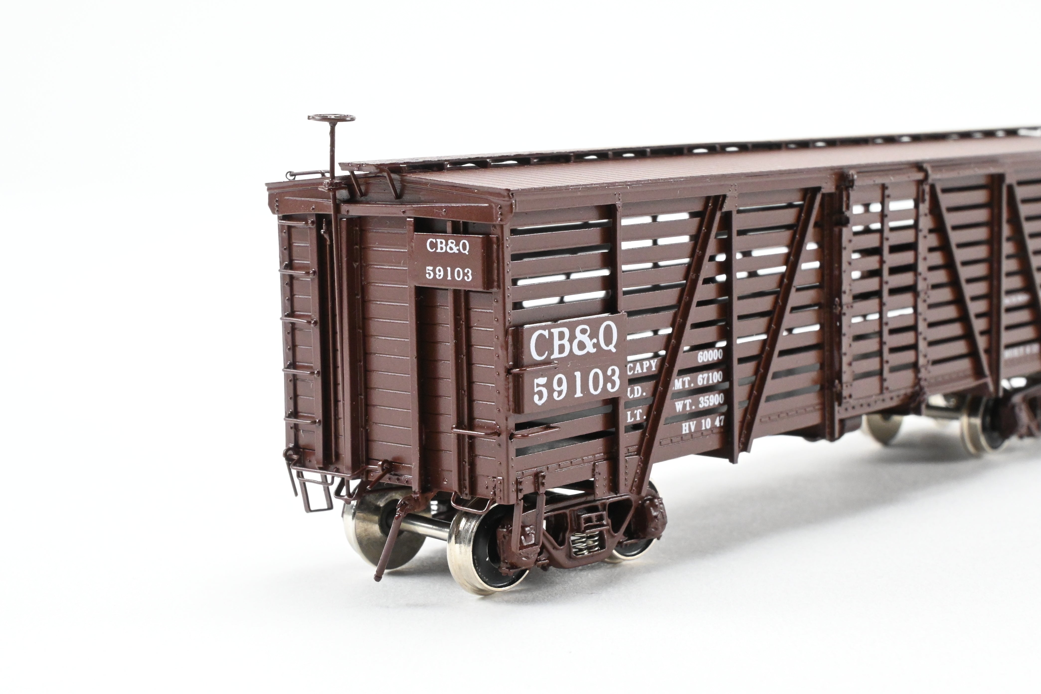 HO Scale Brass Challenger Imports CB&Q - Burlington Route Class SM - 16 36 - Foot Stock Car Model, Factory - Painted FP No. 59103