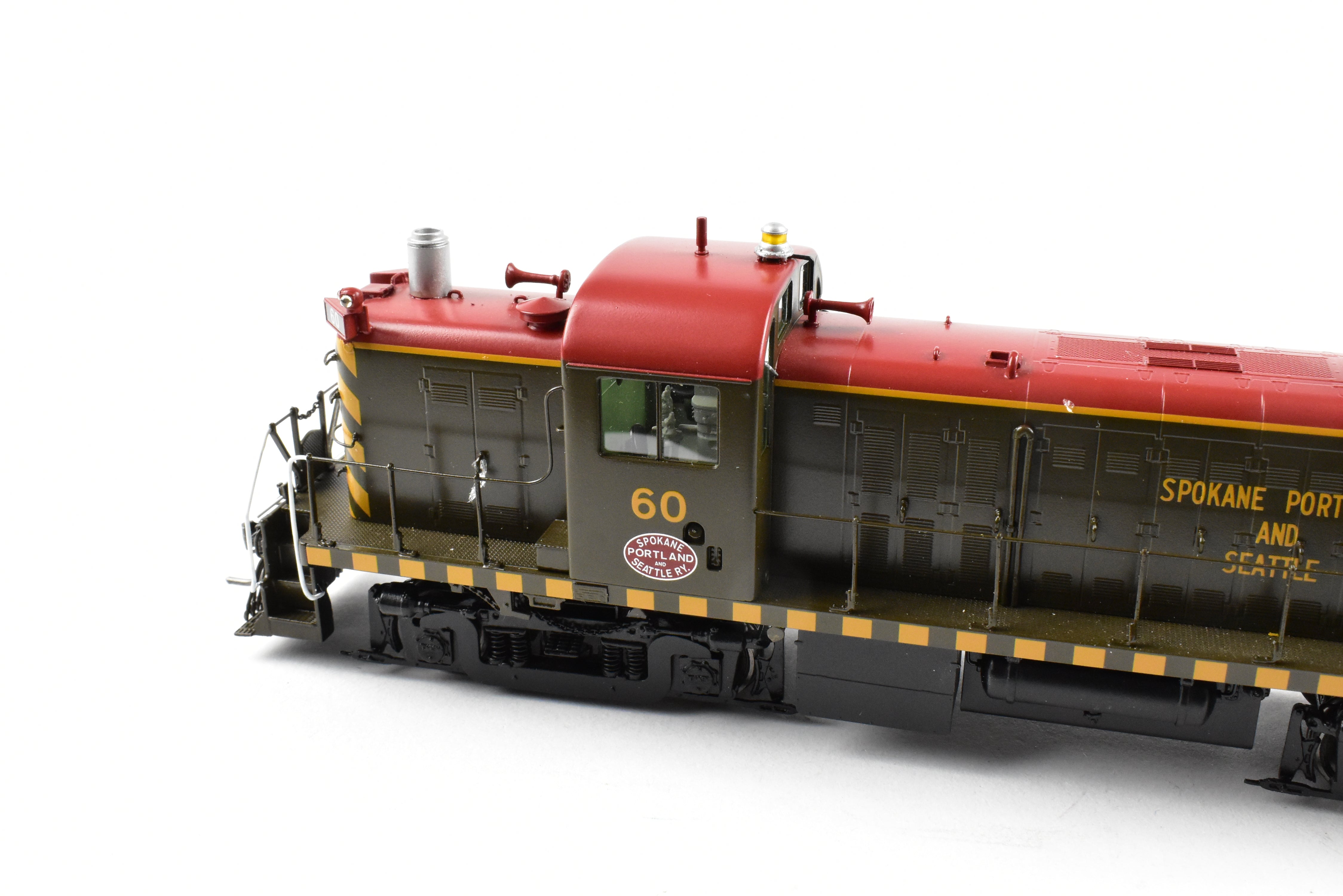 HO Scale Brass Model Train Engine - Division Point (DVP) SP&S (Spokane Portland & Seattle) Alco RS - 2 Factory Painted Tiger - Stripe Engine #60