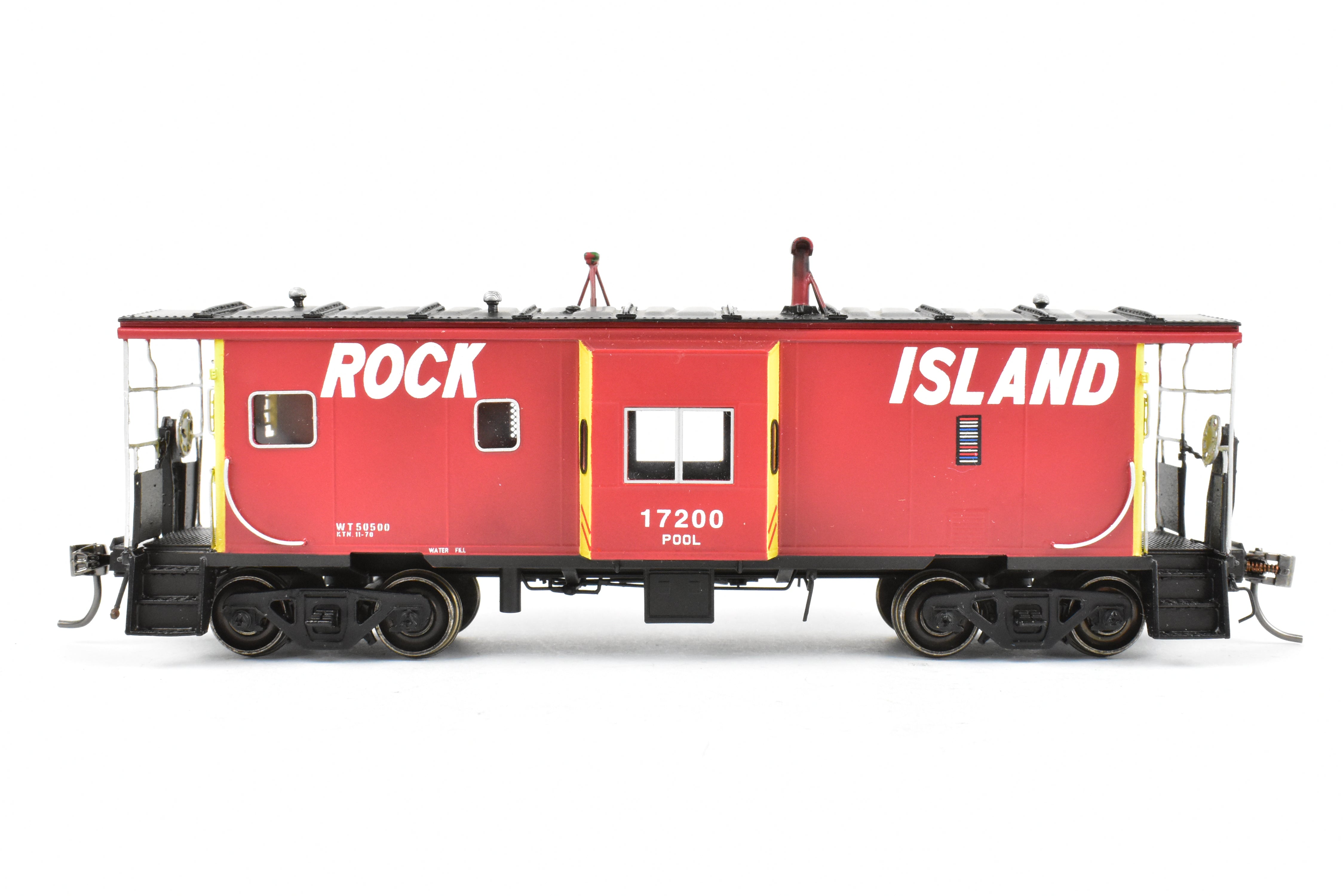 HO Scale Brass Model - Overland Models, Inc. (OMI) CRI&P Rock Island Bay - Window Caboose, Freight/Passenger #17200 with Light Weathering