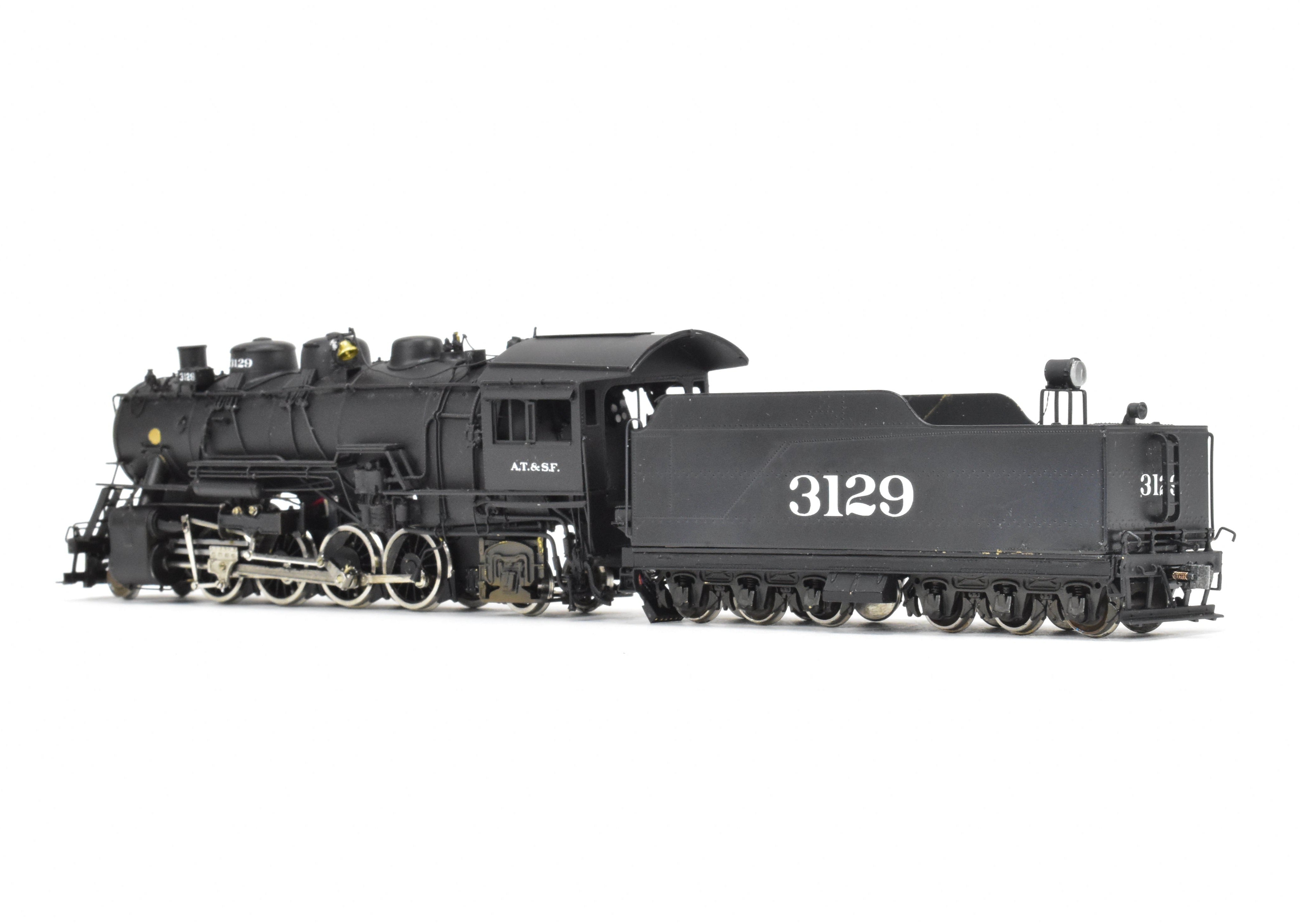 HO Scale Brass Model Train - Hallmark Models ATSF - Santa Fe 3129 Class 2-8-2 Consolidation Locomotive with Pre - installed Digitrax DCC System