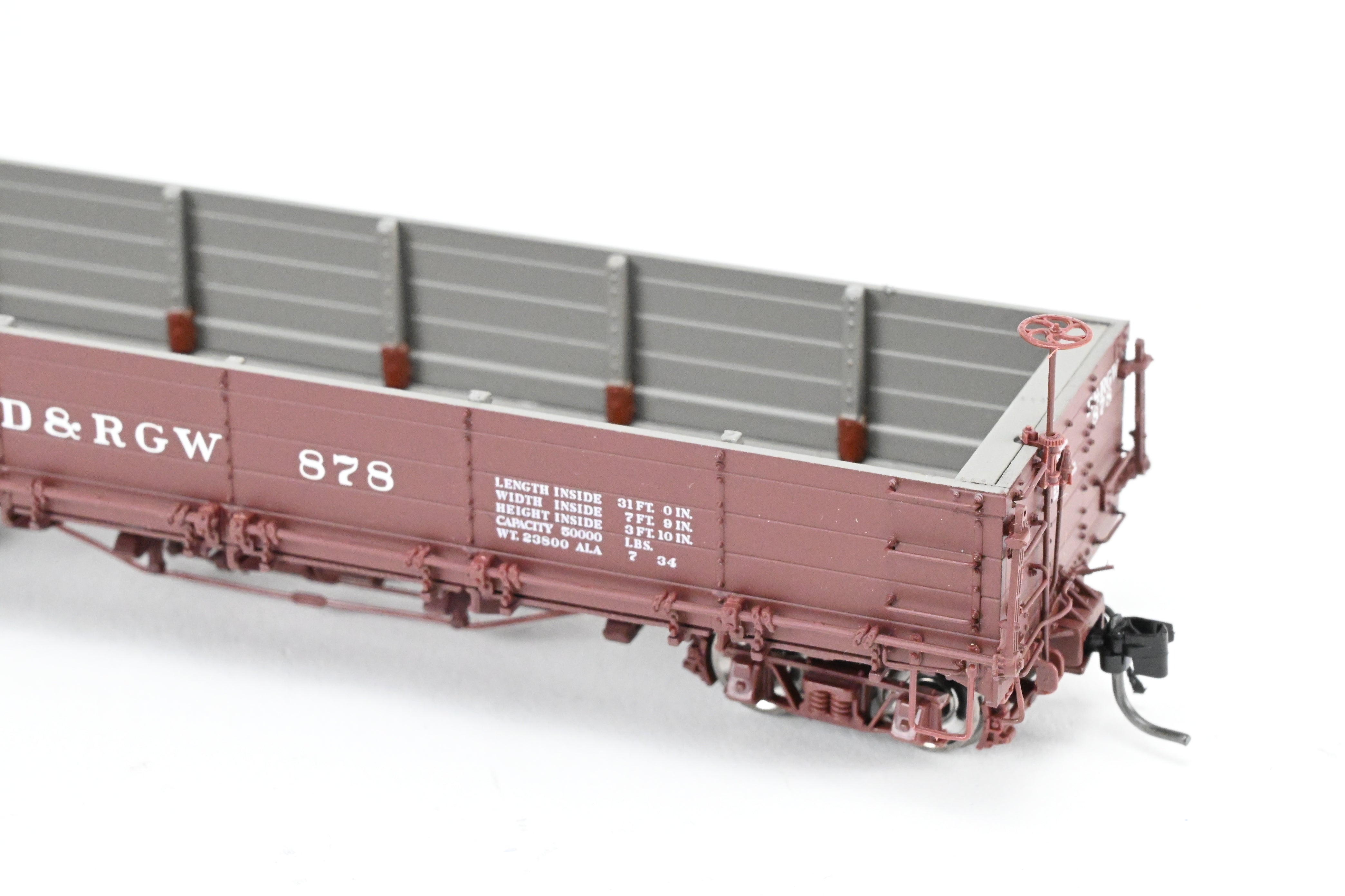 HOn3 Blackstone Models D&RGW - Denver & Rio Grande Western Brown Drop - Bottom Gondola No. 878