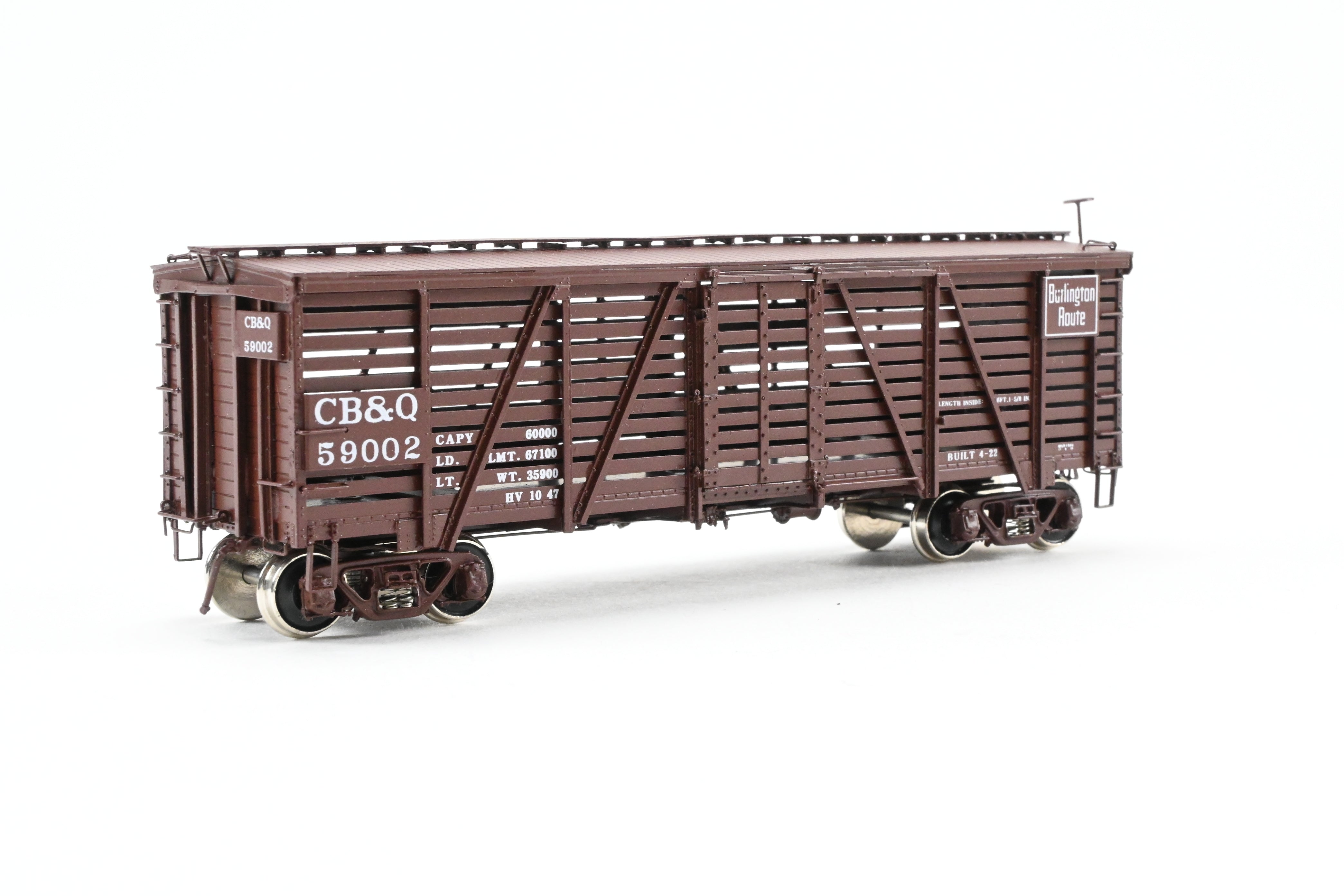 HO Scale Brass Challenger Imports CB&Q Burlington Route SM-16 36' Stock Car No. 59002