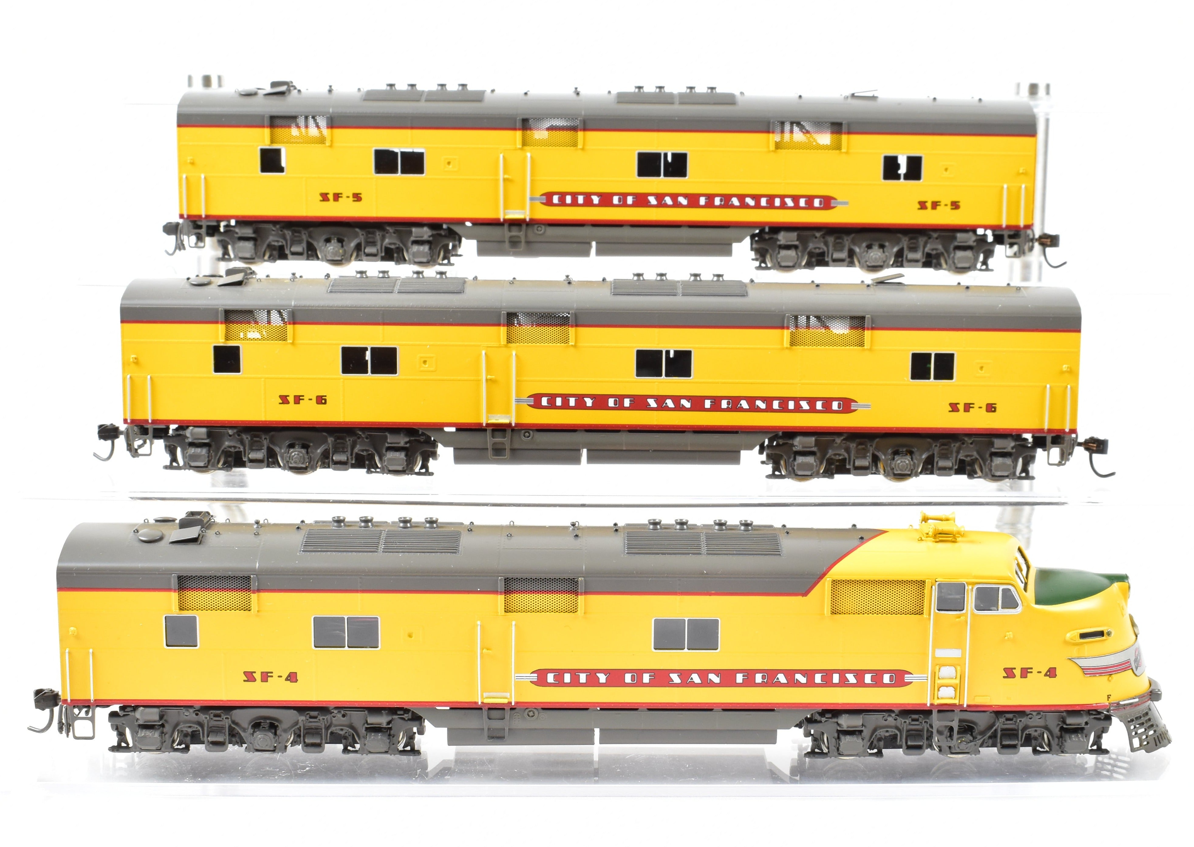 HO Scale Brass Consist of Challenger Imports Union Pacific City of San Francisco EMD E6 A/B/B Locomotive Set for Model Railroading