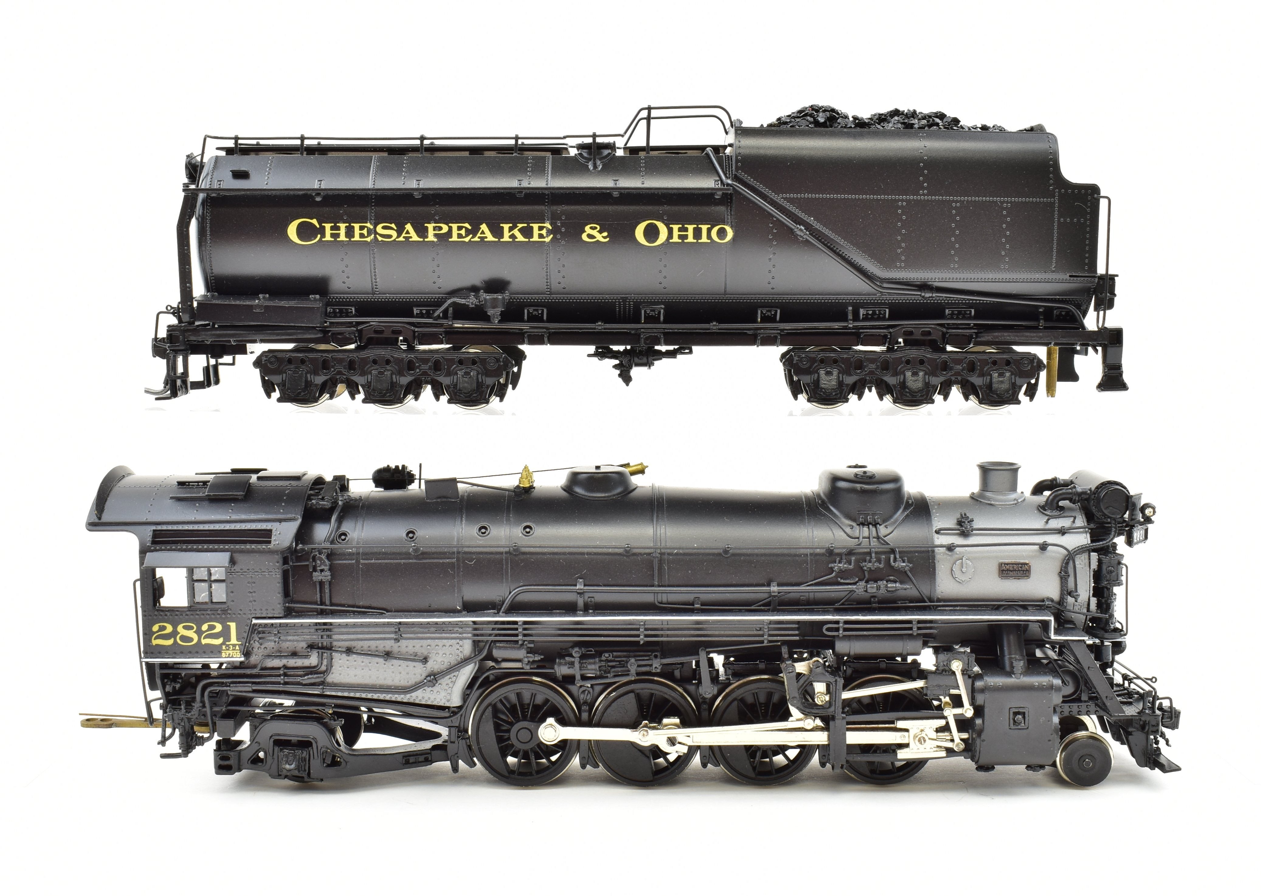 Highly Detailed HO Scale Brass Pacific Fast Mail Model - United C&O Chesapeake & Ohio 2-8-2 K-3 Mikado Crown Model with Pro-Paint #2821 from 1978