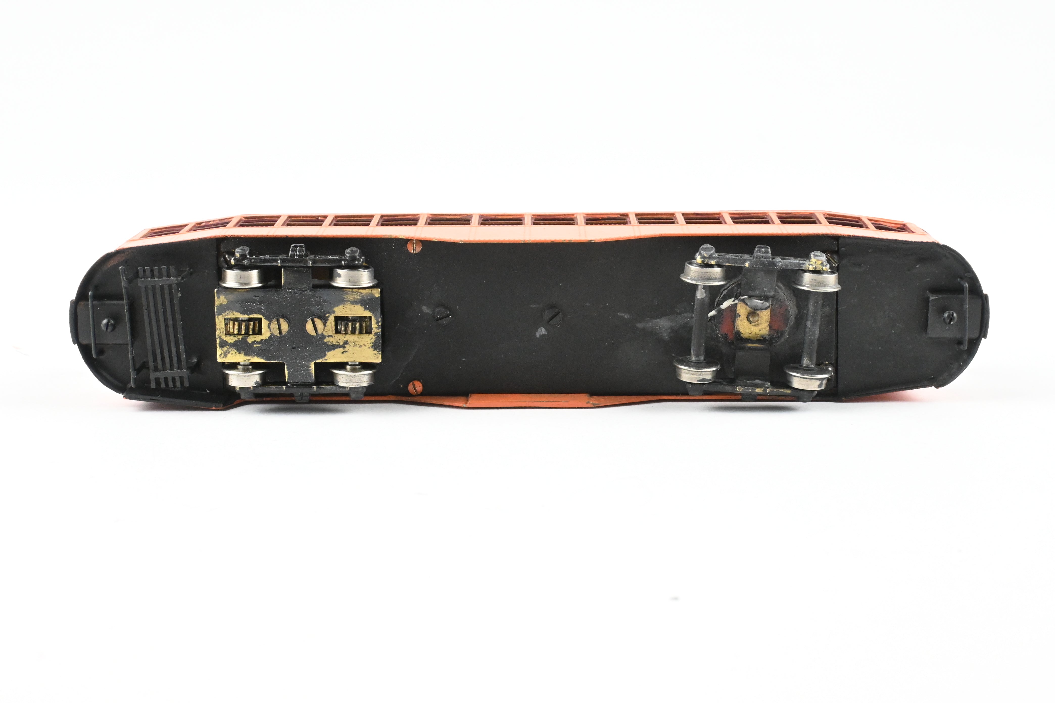 HO Scale Brass Single Ended Trolley Car Model of Pittsburgh Railway Co. by Fairfield Models, Custom Painted in Orange and Black without Lettering
