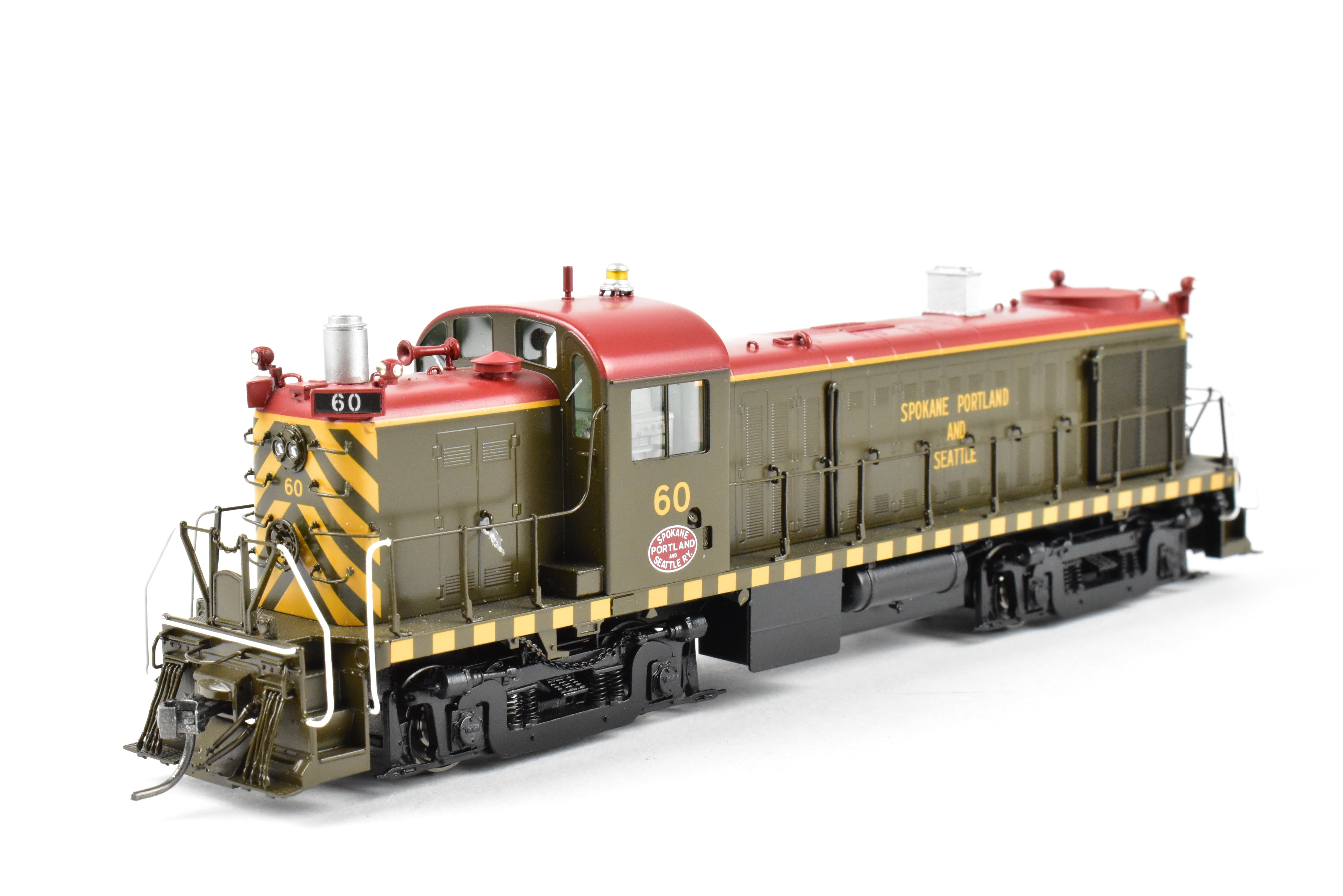 HO Scale Brass Model Train Engine - Division Point (DVP) SP&S (Spokane Portland & Seattle) Alco RS - 2 Factory Painted Tiger - Stripe Engine #60