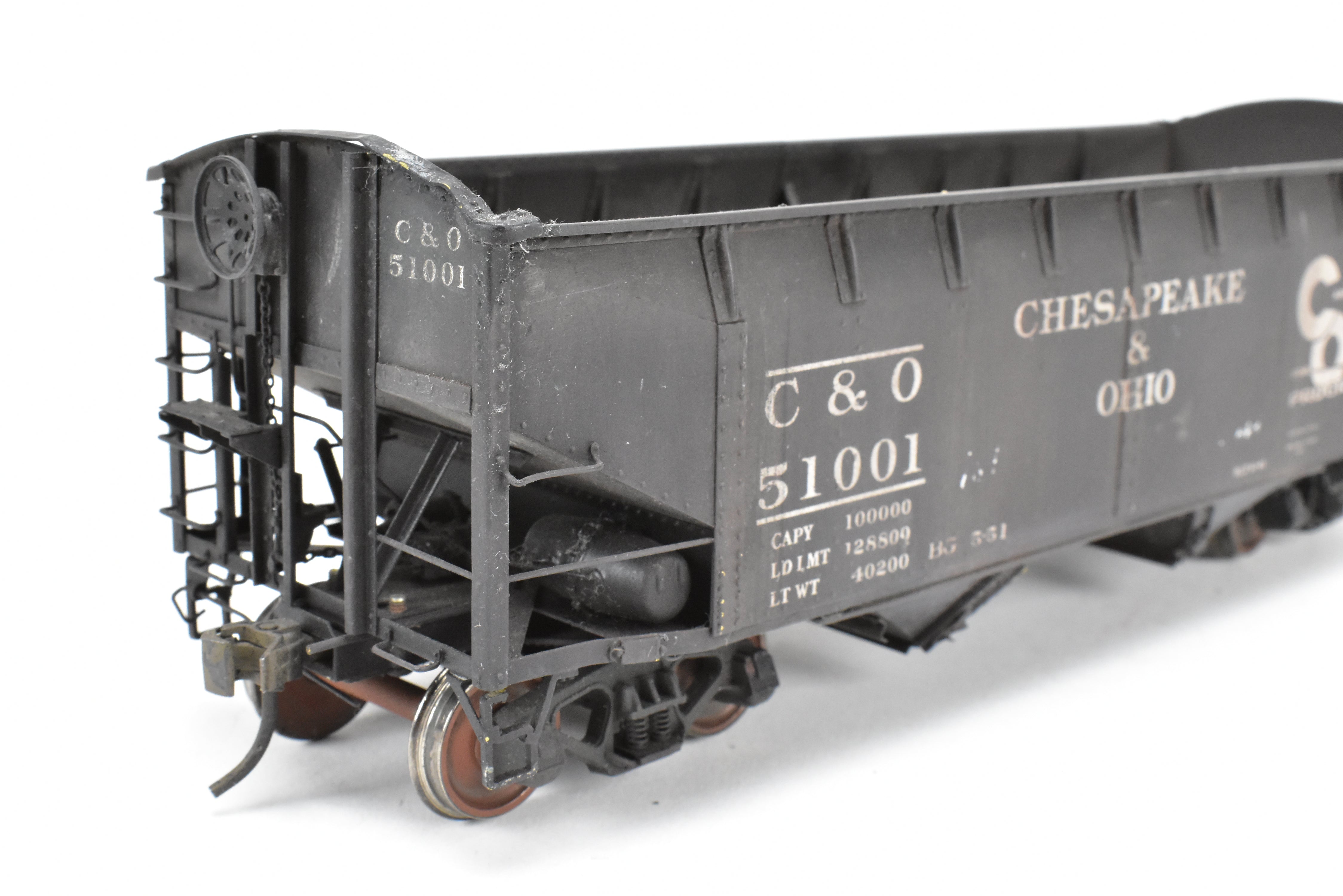 O Scale Model Train - Brass US Hobbies Chesapeake & Ohio (C&O) USRA 2 Bay Hopper, Custom Painted with Number 51001, No Original Packaging