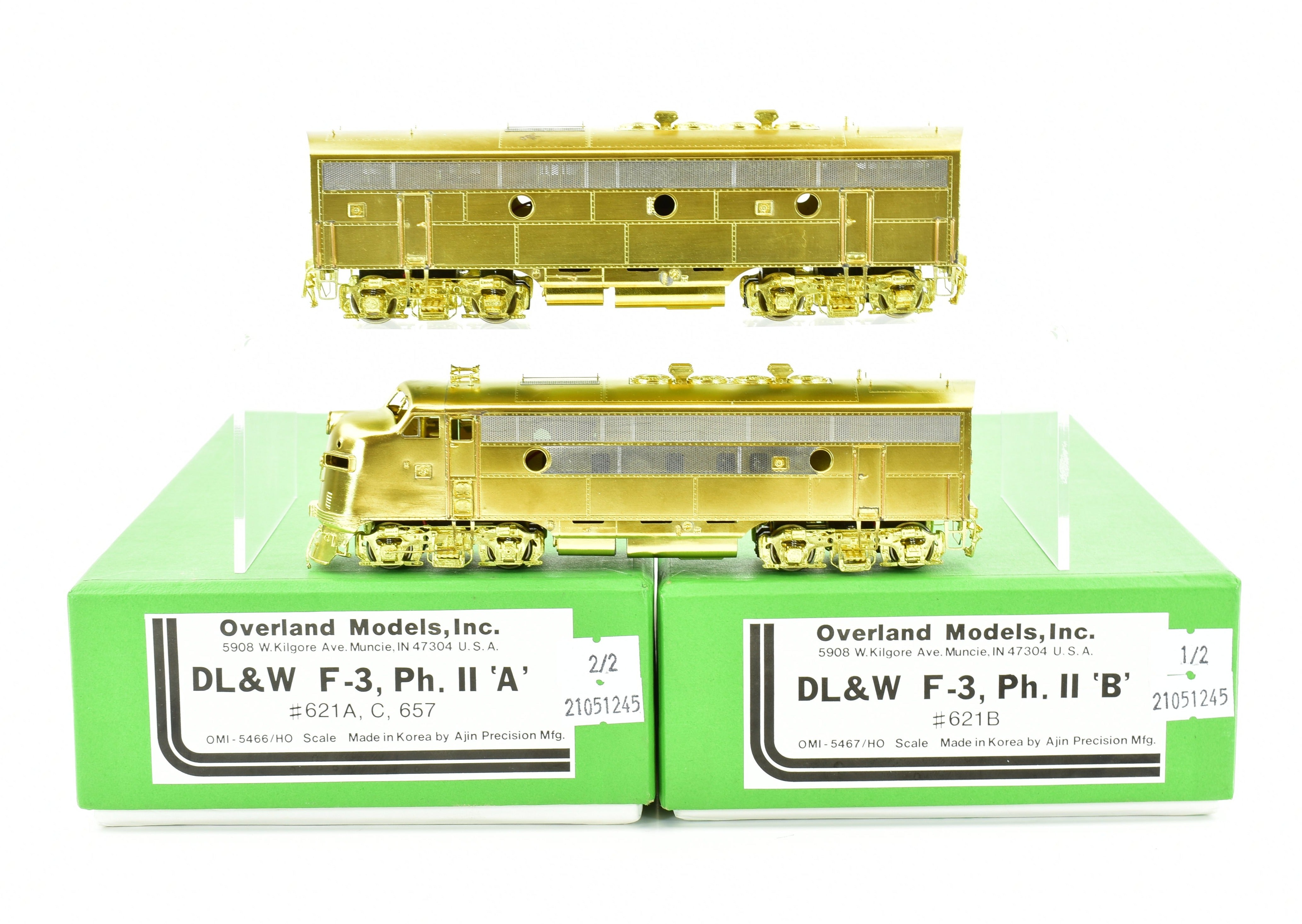 HO Scale Brass Model Train Set - Overland Models Inc. DL&W - Lackawanna EMD F3 A Unit and F3 B Unit Combo