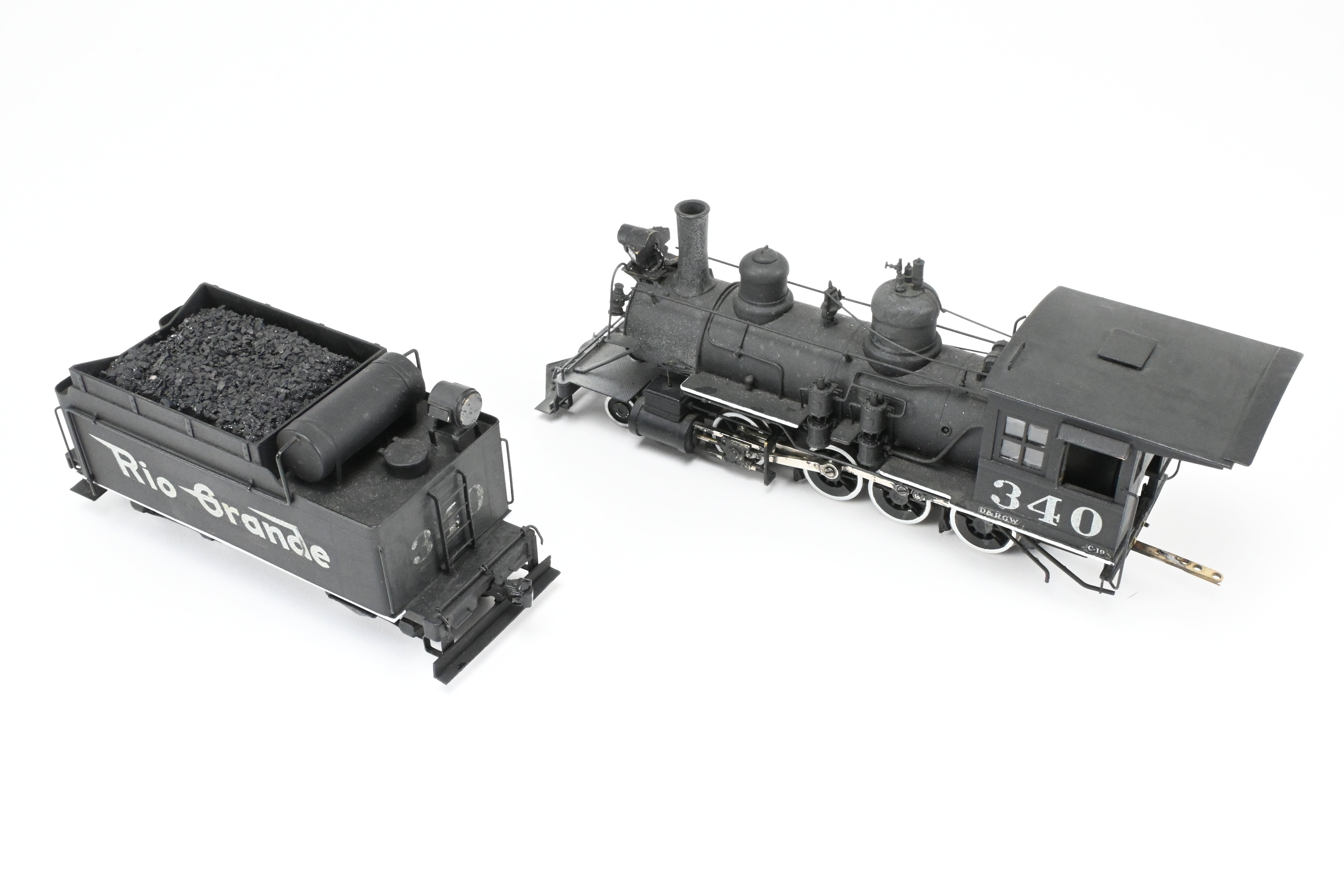 On3 Scale Brass Balboa Model Train - Denver & Rio Grande Western C-19 2-8-0 Class, Weathered CP #340 Replica