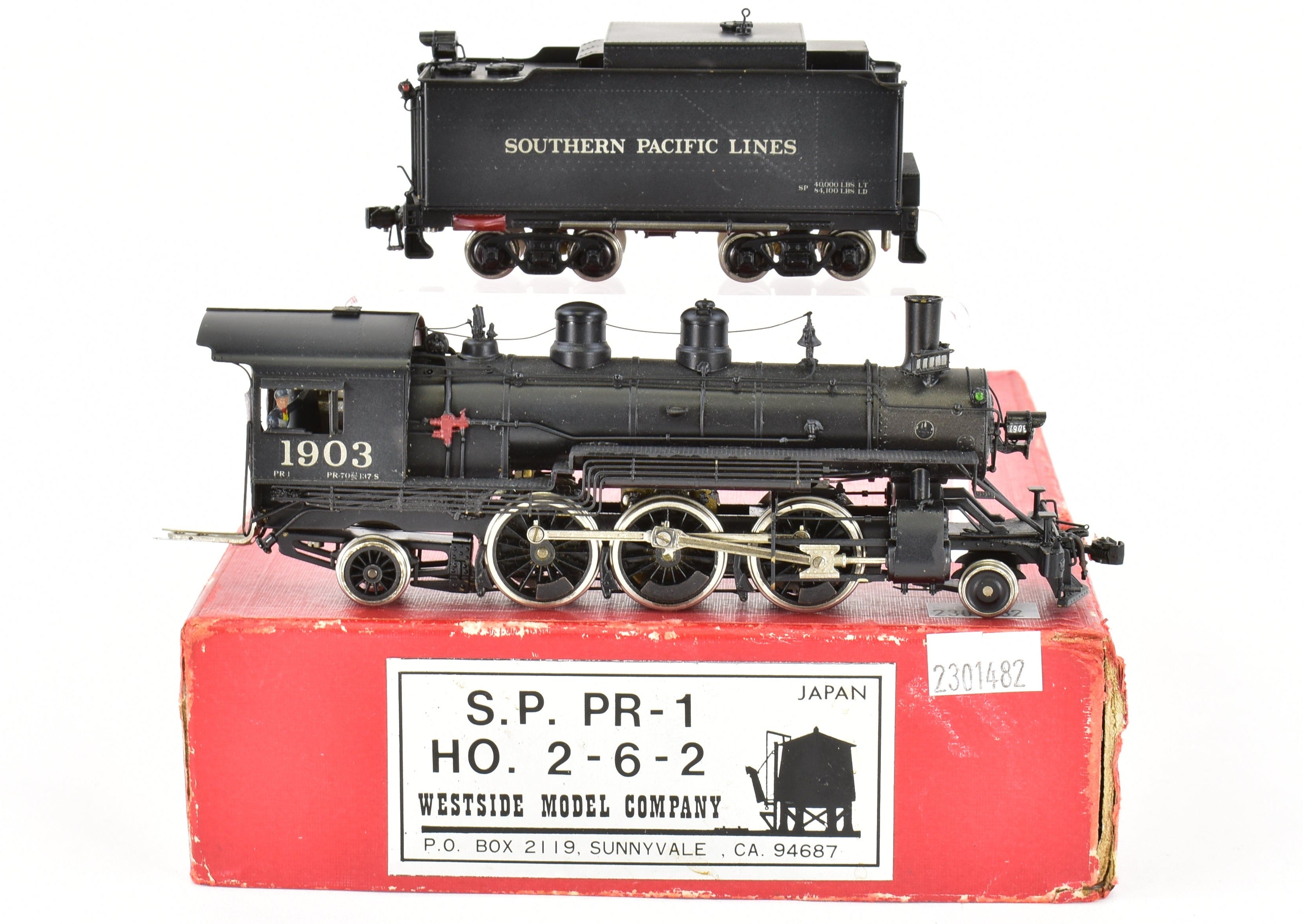 HO Scale Brass Model Train by Westside Model Co. - Southern Pacific Class PR - 1 2 - 6 - 2 Prairie Locomotive with Custom Painting