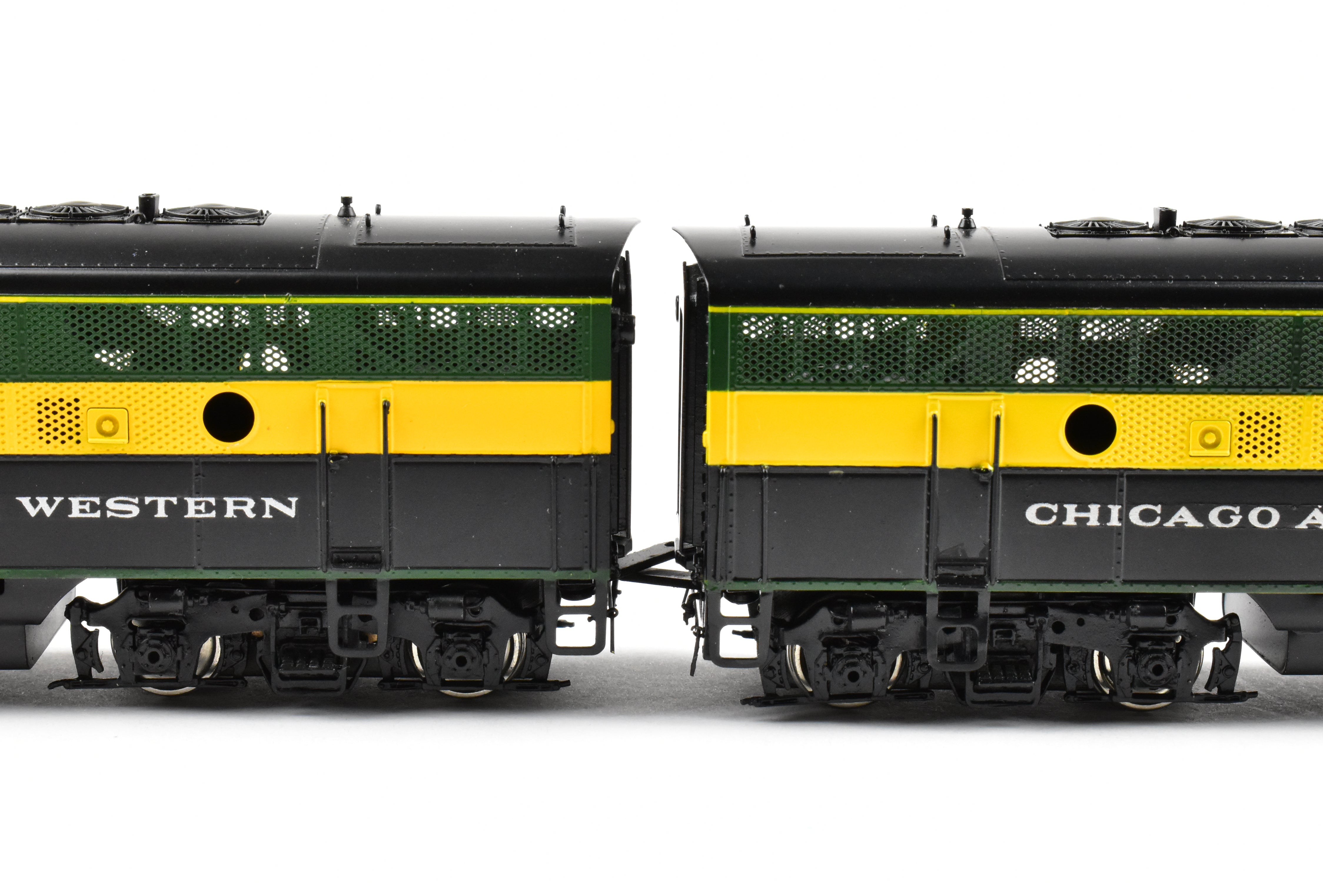 HO Scale Brass Model Train - Chicago and Northwestern EMD F3A/F3A PH II 1500 HP 2-Unit Set in C&NW's Freight Scheme (Oriental Limited)