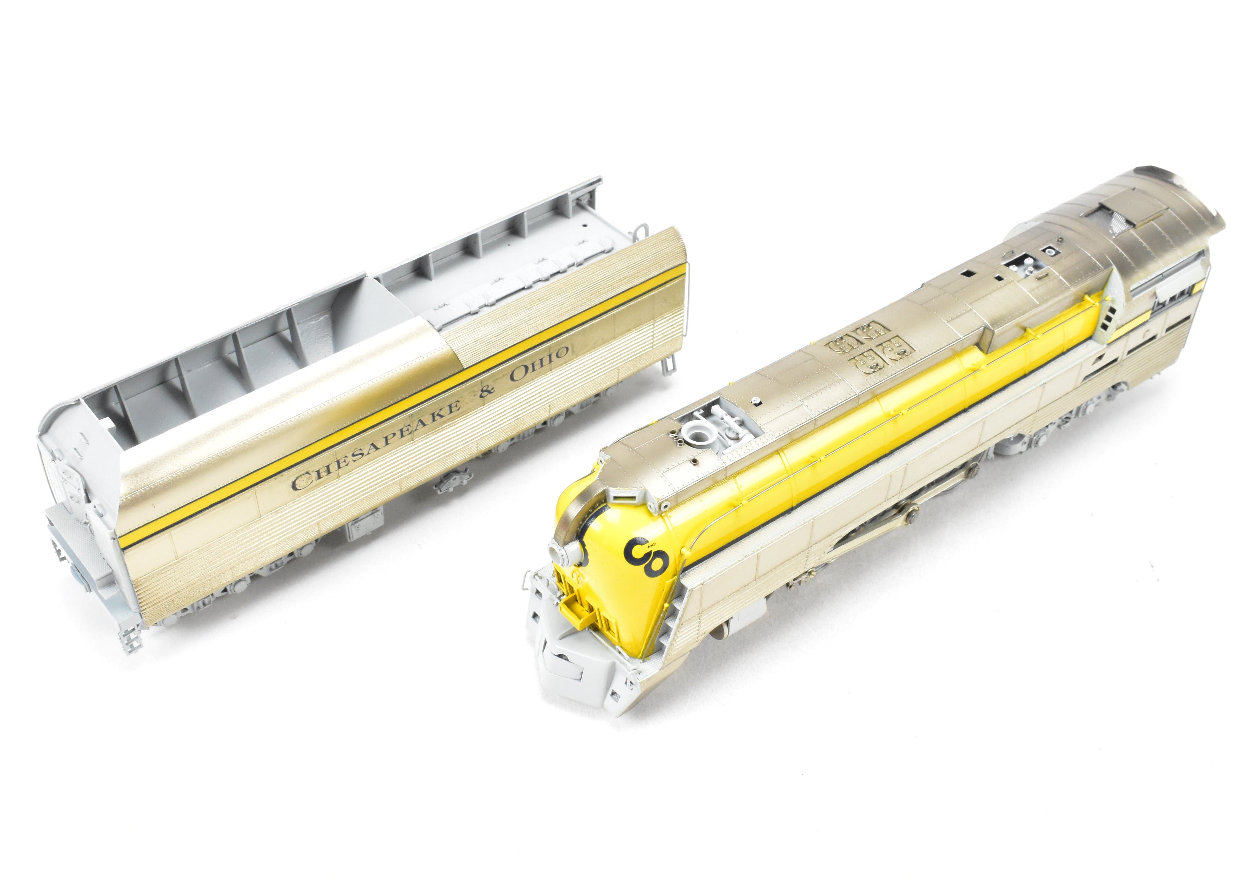 HO Scale Brass Model Train - Precision Scale Co. Chesapeake & Ohio Class L-1 Streamlined 4-6-4 Hudson FP in Stunning Yellow Color