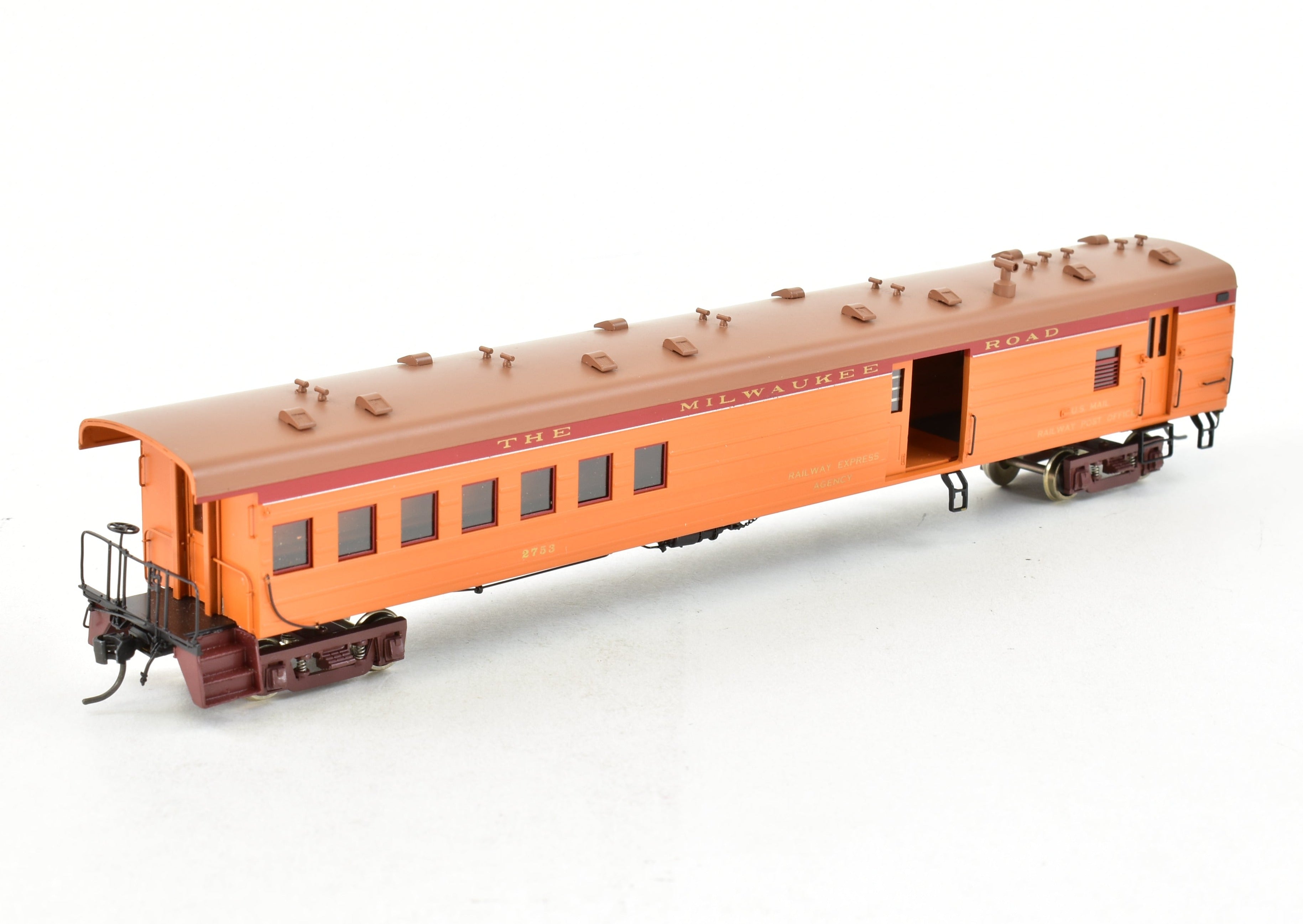 HO Scale Brass Milwaukee Road Branchline Express Mail Car by Precision Scale Co., Factory Painted