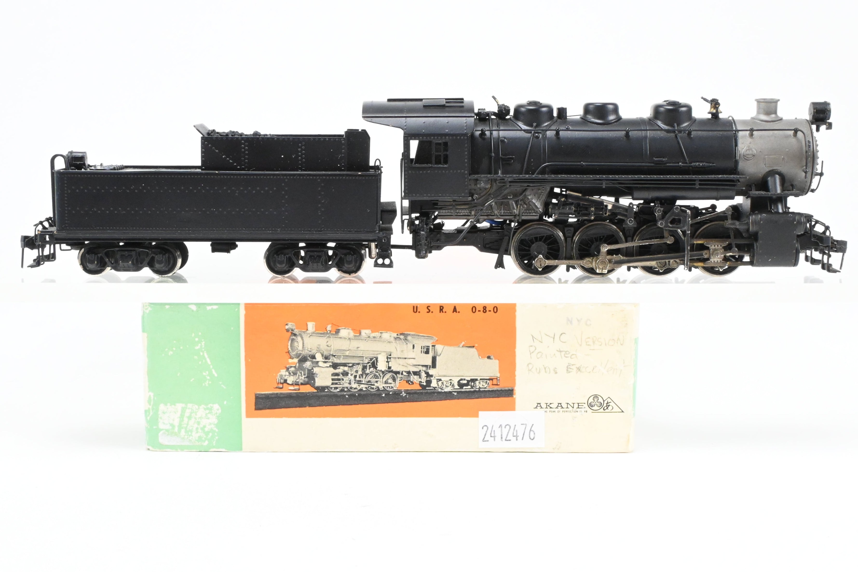 HO Scale Brass Model Train - Akane USRA United States Railway Administration 0-8-0 Switcher, New York Central Version (Class U3), Unlettered, with Clear Vision Tender