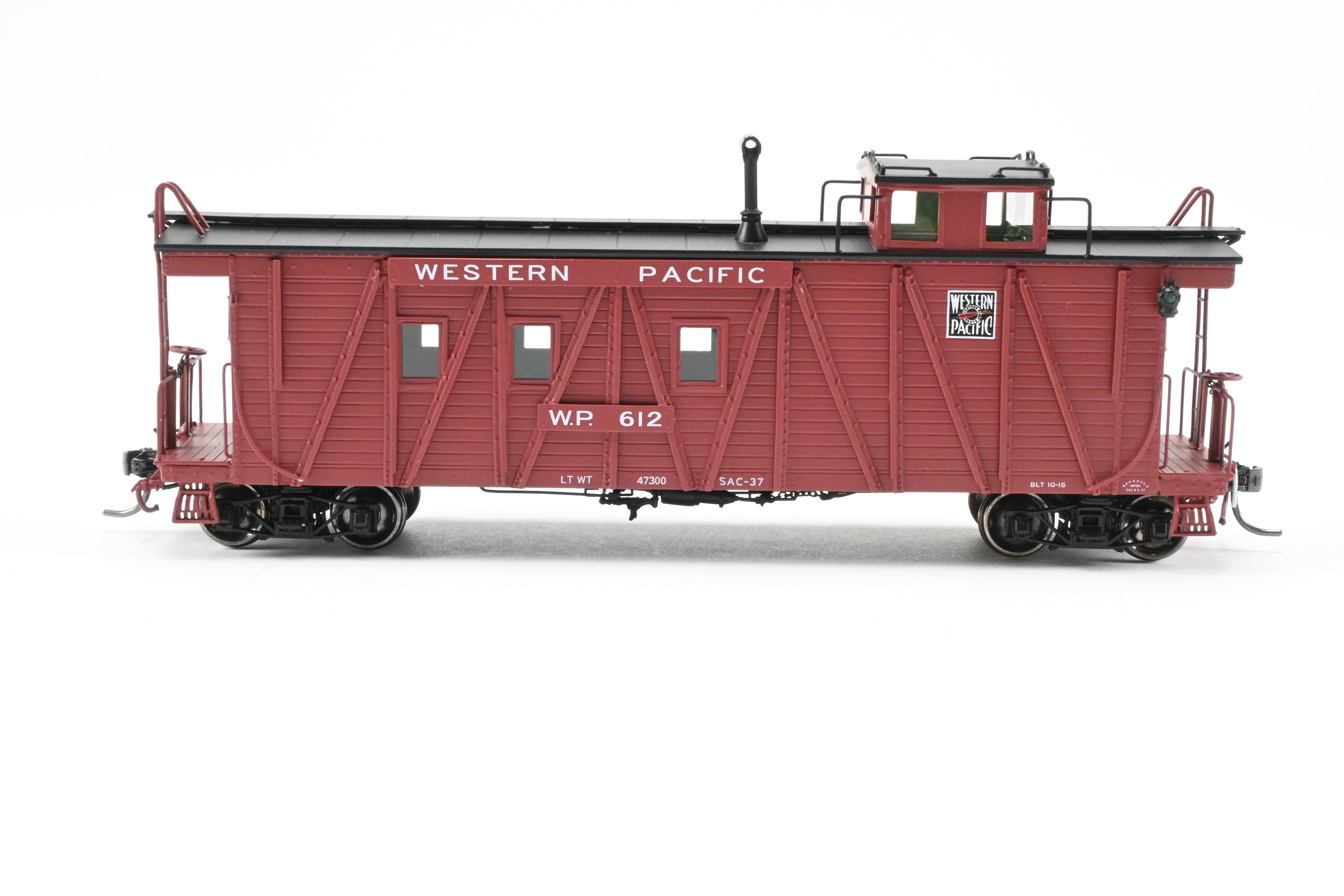 High - Quality HO Scale New Brass North Bank Line (NBL) and Western Pacific (WP) Caboose #612 with Recessed Ends and FP Brown Finish, Ideal for Model Train Enthusiasts