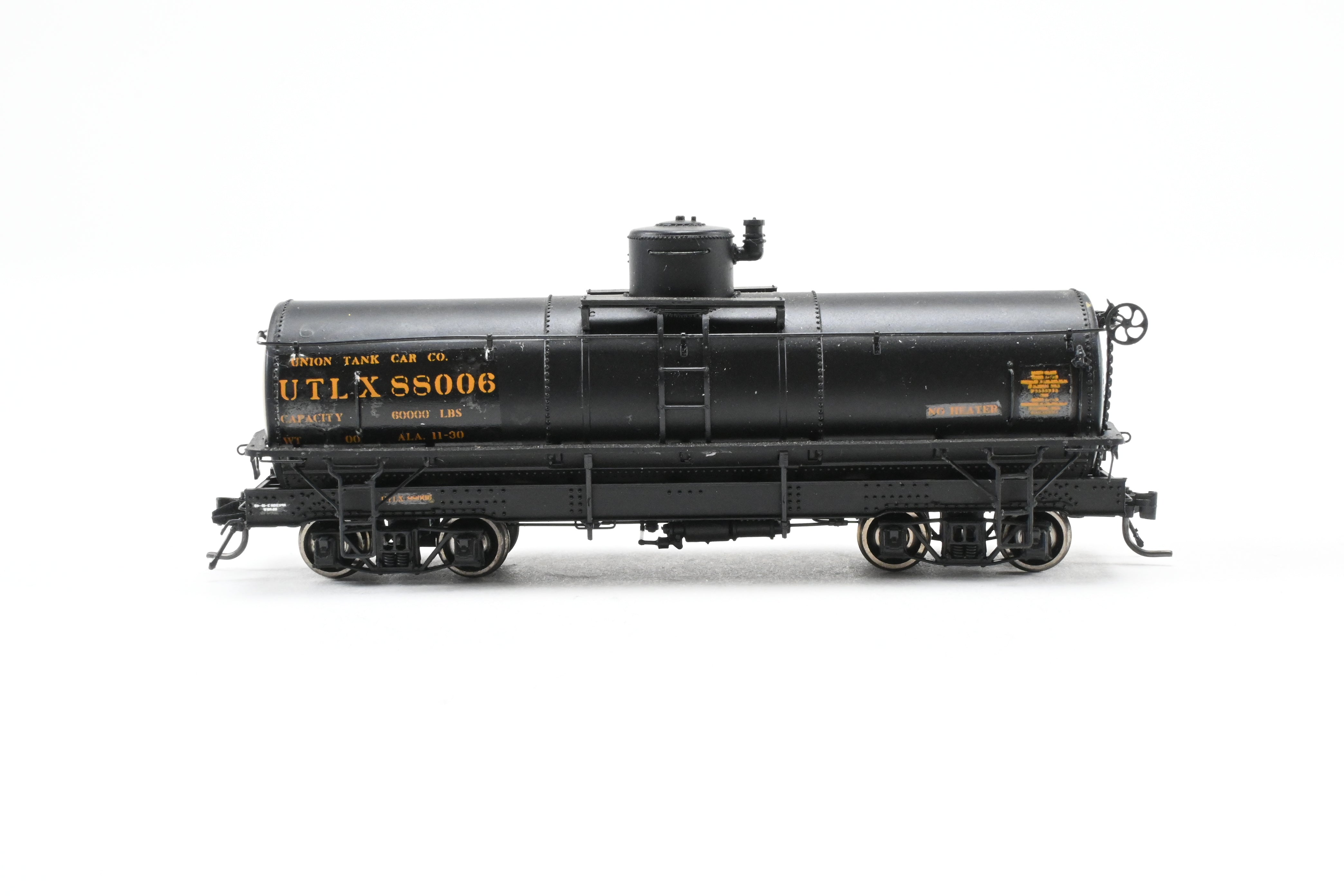 HOn3 Scale Union Tank Lines Narrow Frame Tank Car Model by Blackstone Models - Custom Lettered UTLX No. 88006 with Damaged Parts