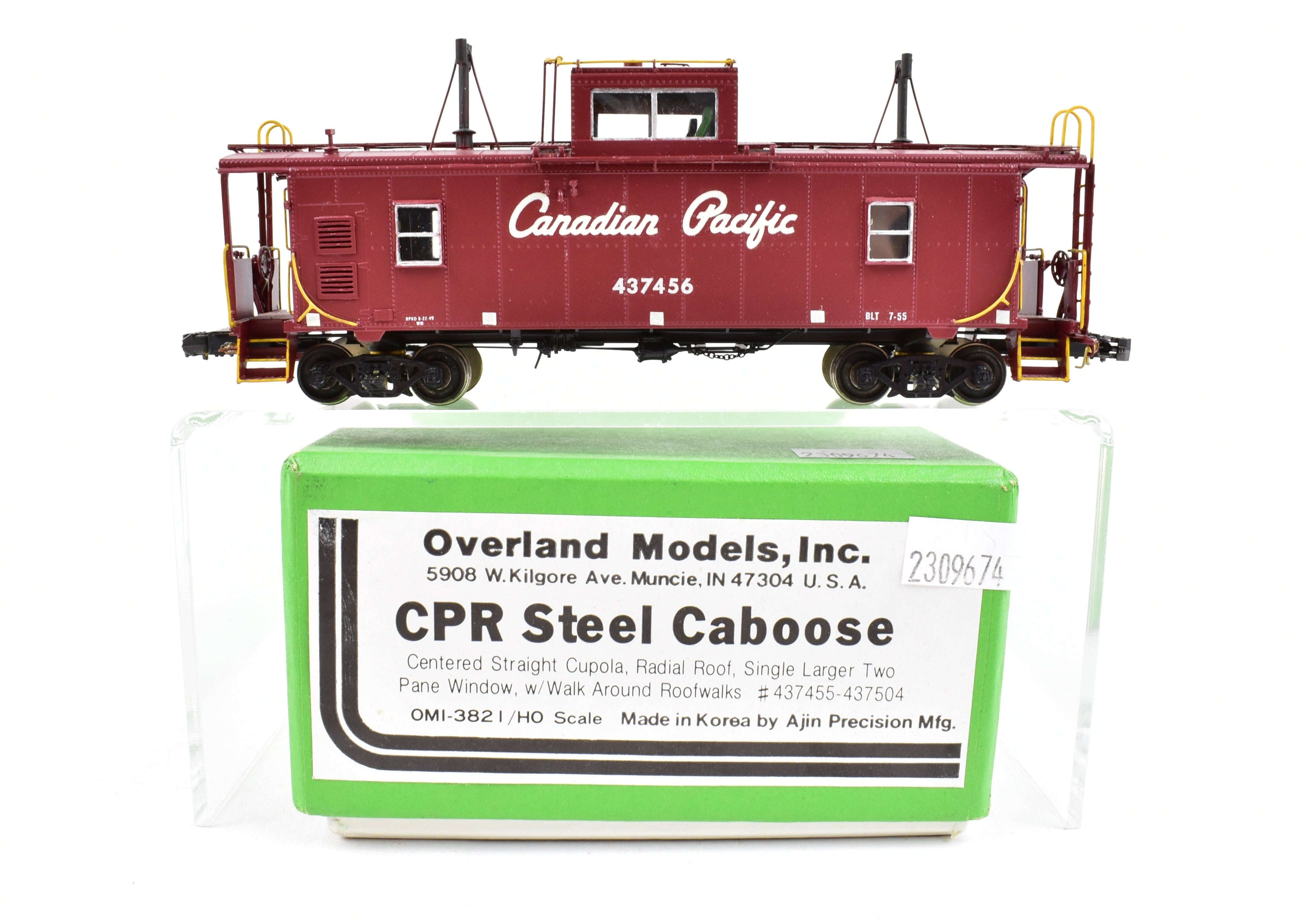 HO Scale Brass OMI - Overland Models, Inc. Canadian Pacific Railway Steel Caboose with Centered Straight Cupola Professionally Painted #437456