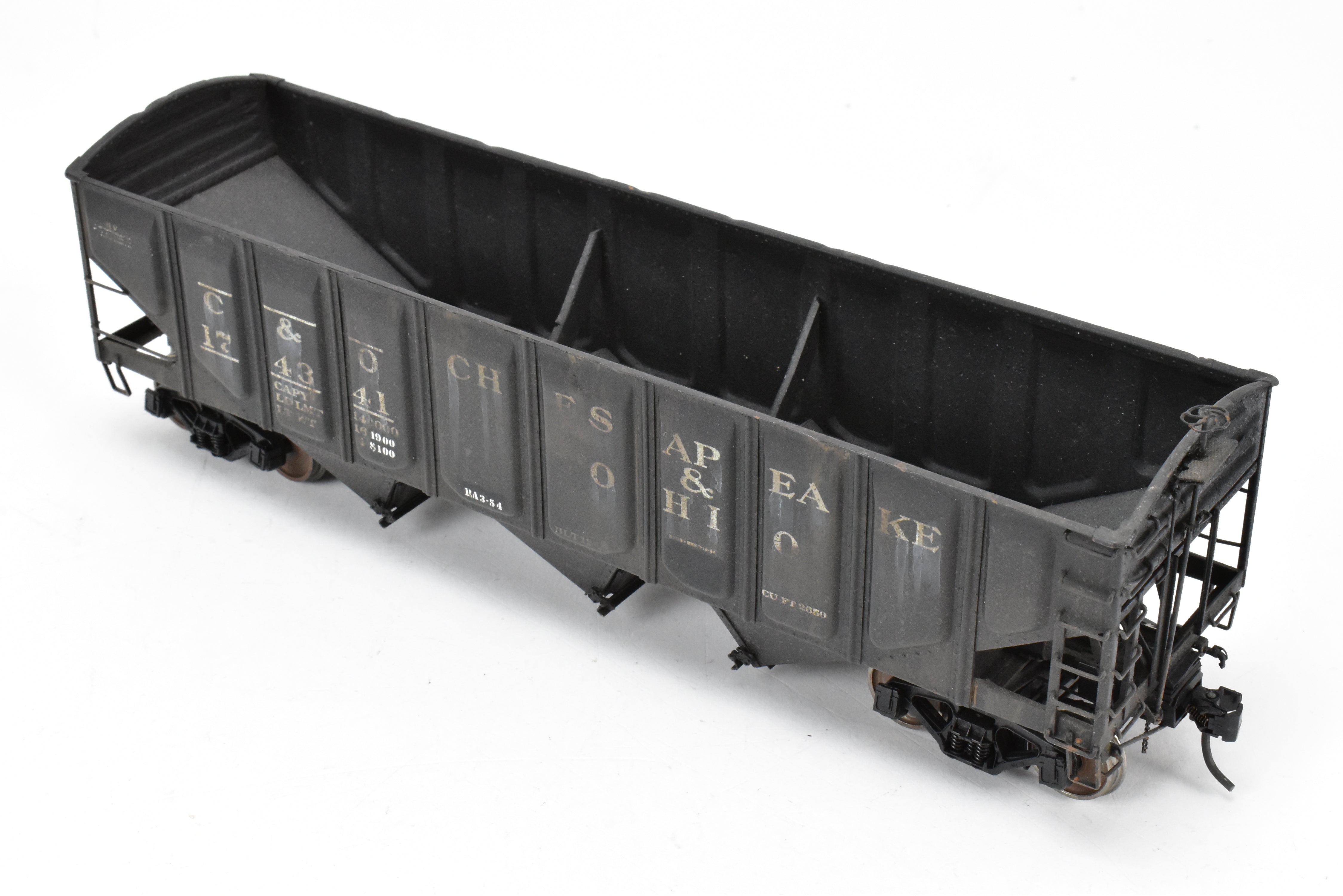 O Scale Custom Weathered Brass C&O 70 Ton Triple Hopper with Rounded Ends