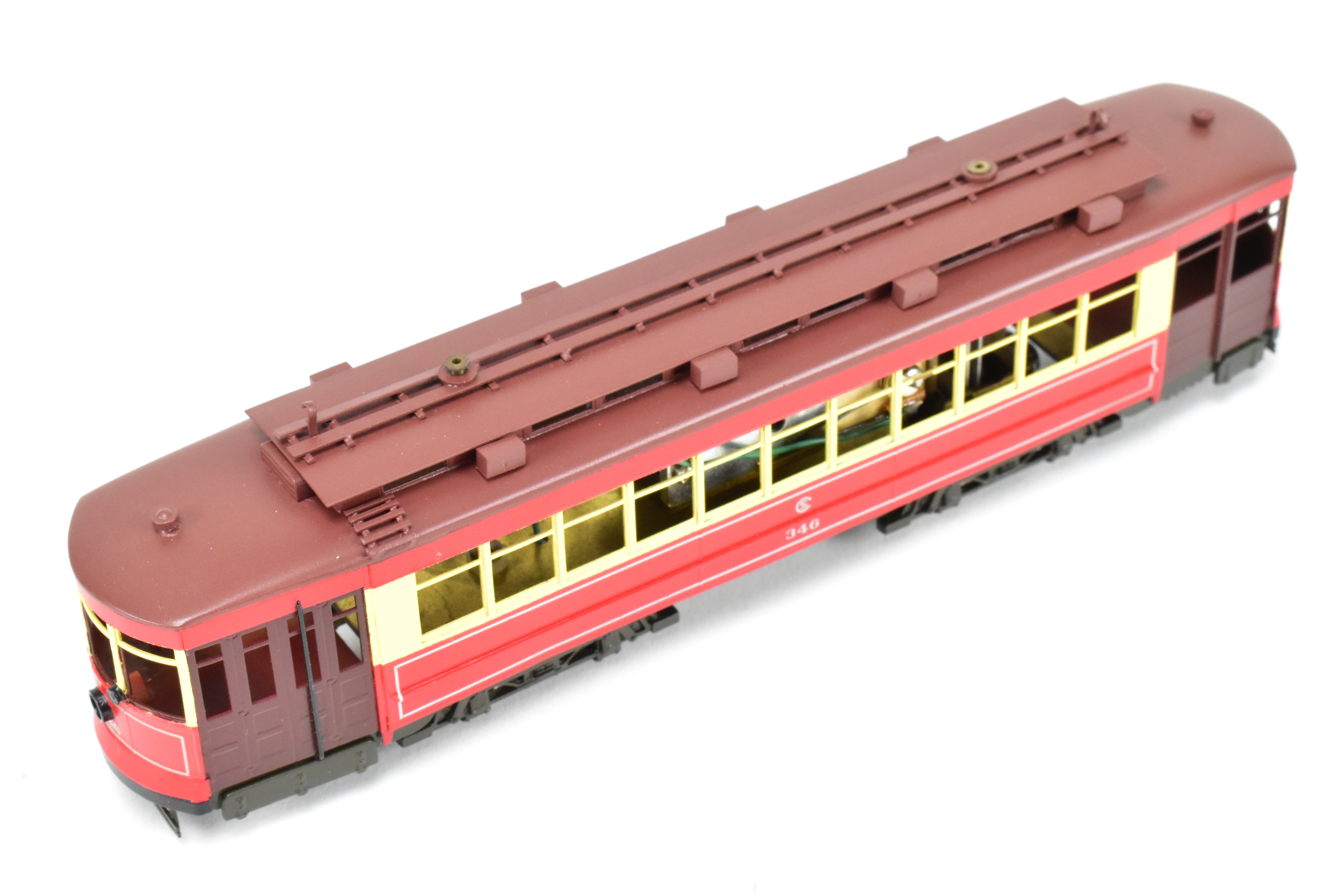 HO Scale Brass Chicago Surface Lines Big Brill Car Model - Fairfield Models 346 CSL, Custom Painted with 4 Vents, Road Number 346