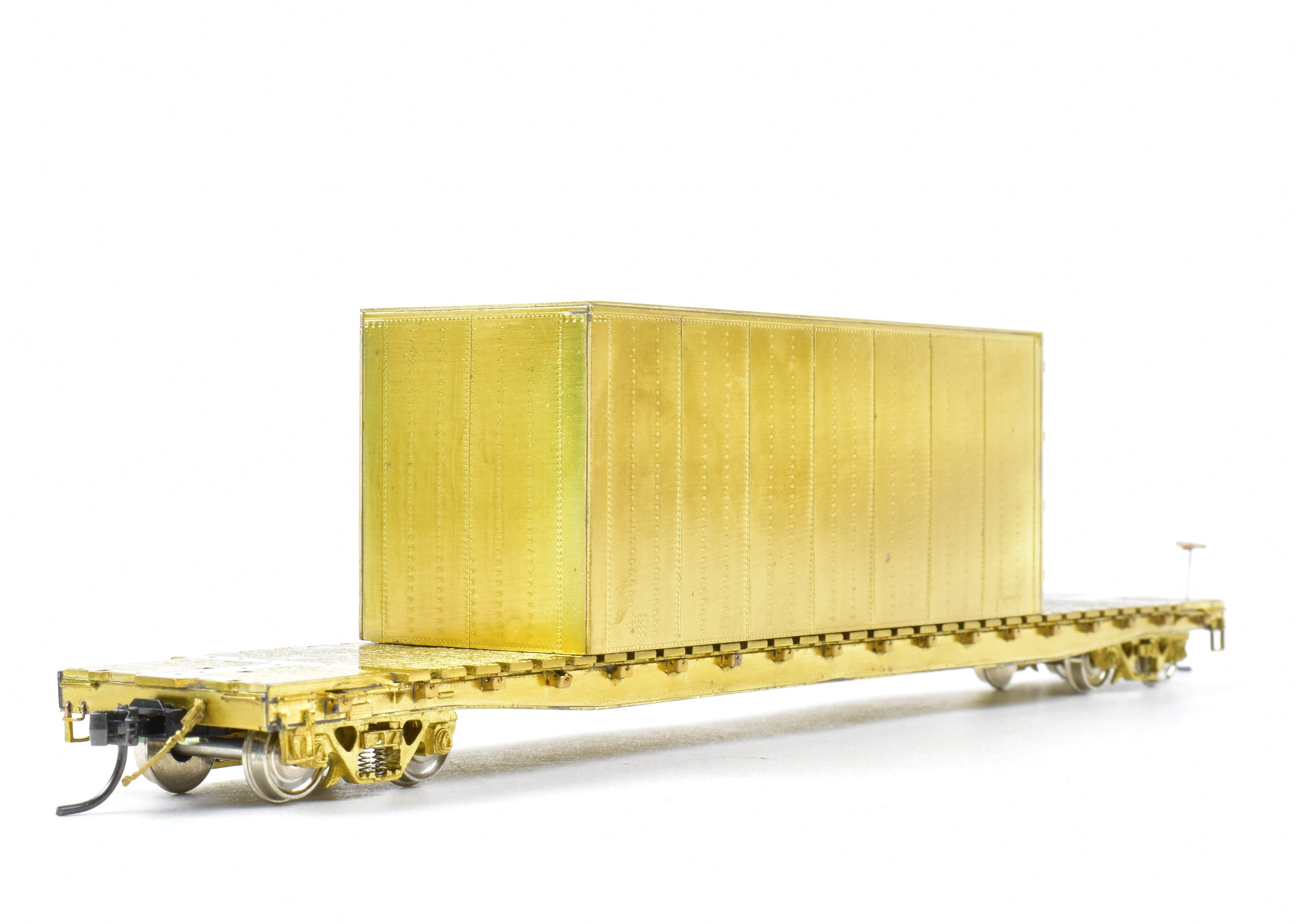 HO Scale Brass Model Railroad Car - Overland Models, Inc. Union Pacific Class F - 70 - 15 65 - foot Idler Flat Car with Container