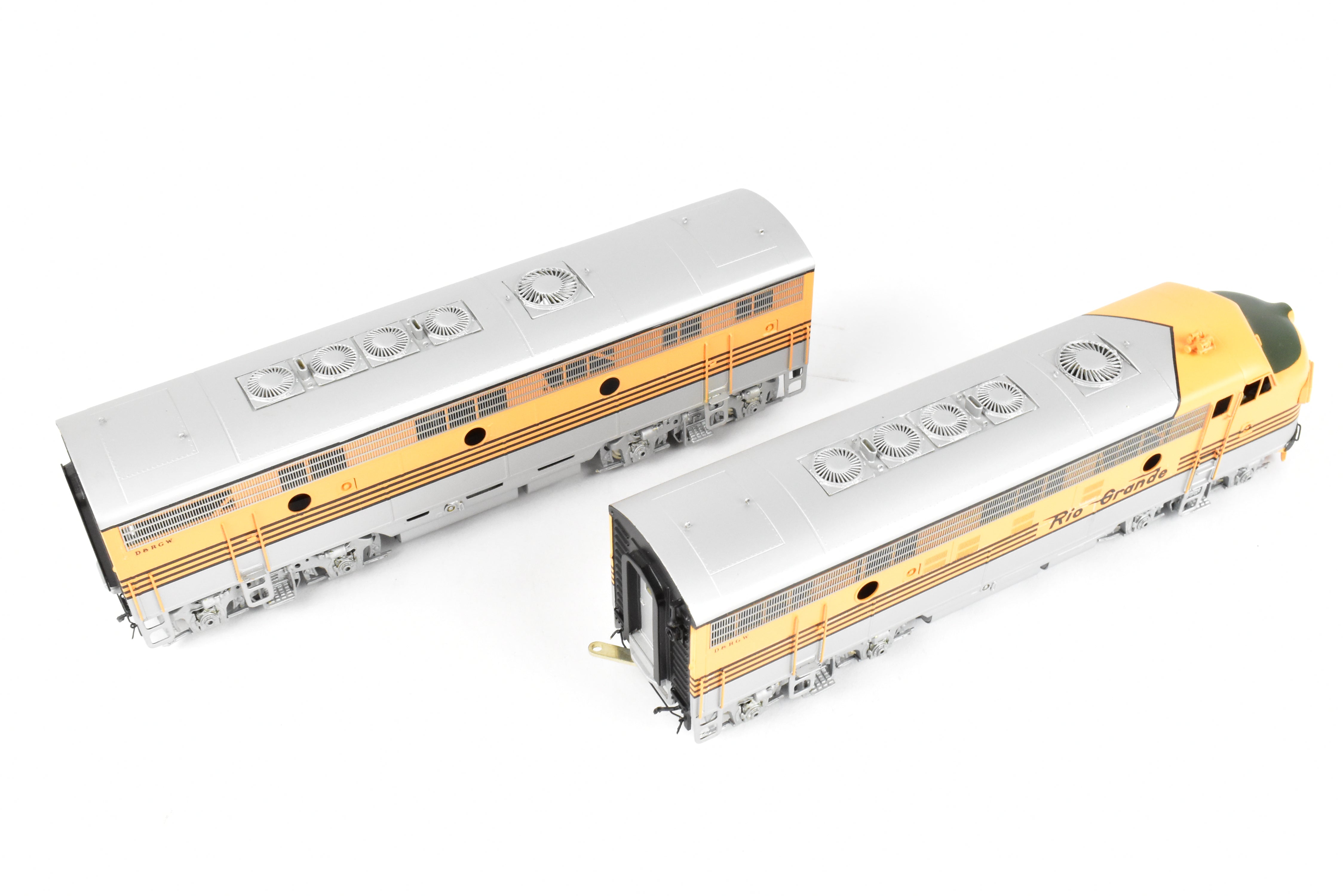 HO Brass Oriental Limited D&RGW EMD F7 A/B/B/A Set, 1500 HP, 5-Stripe Paint