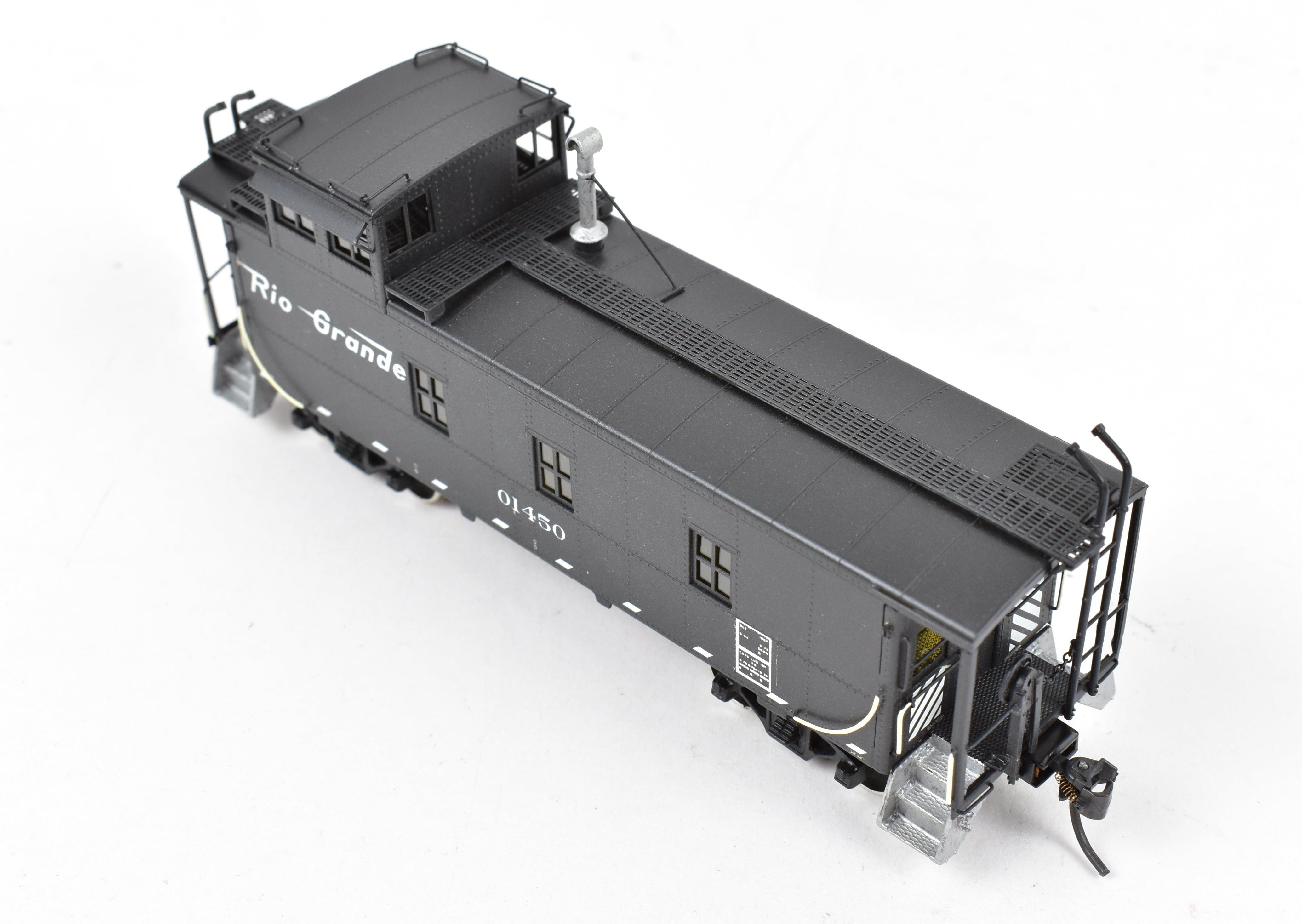 HO Scale Brass Model Train Caboose - Overland Models, Inc. Denver & Rio Grande Western Steel Caboose FP No. 01450