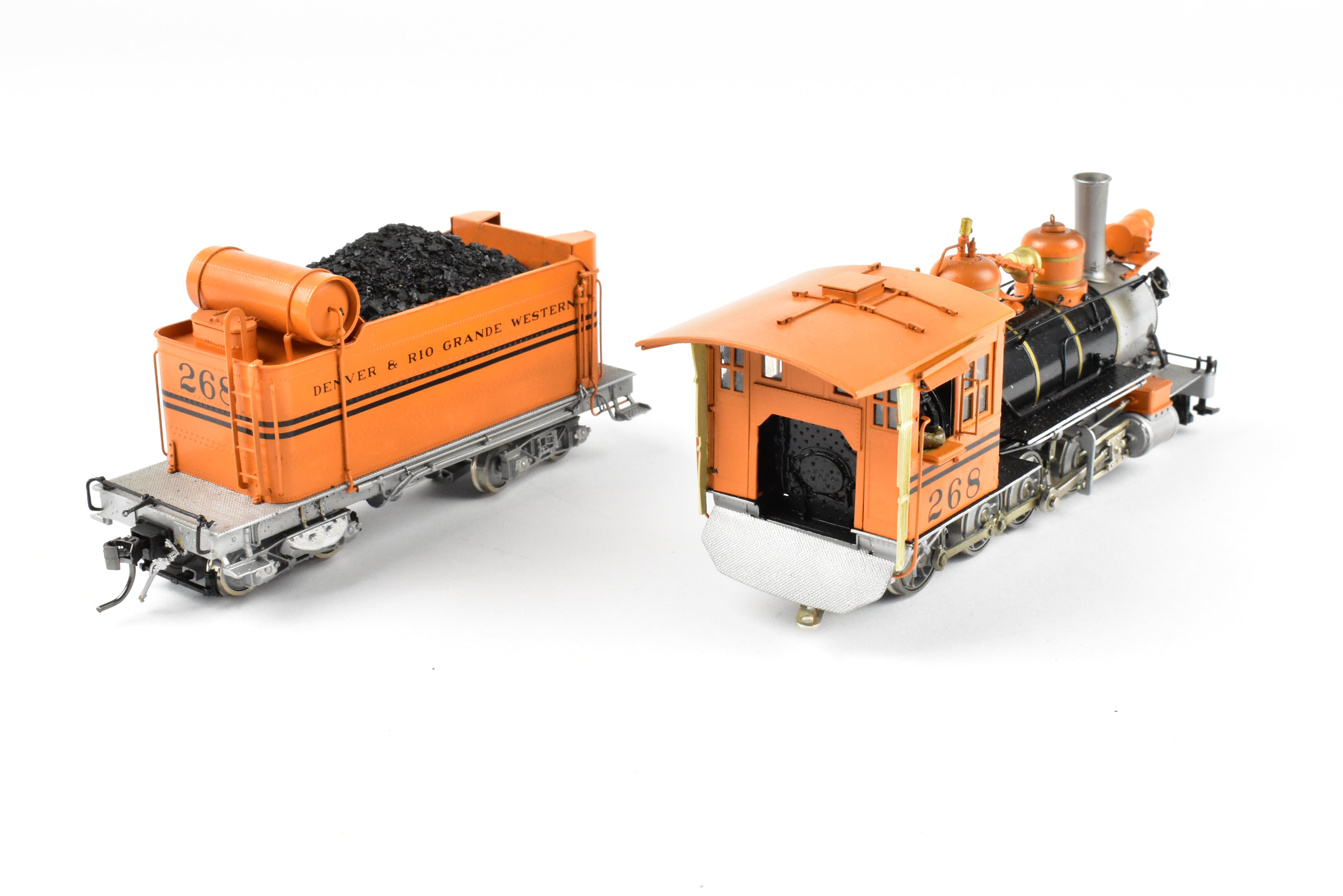 1989 Sn3 Brass Steam Locomotive Milestone Models D&RGW - Denver & Rio Grande Western Class C - 16 2 - 8 - 0 #268 with Bumblebee Scheme in Excellent Condition