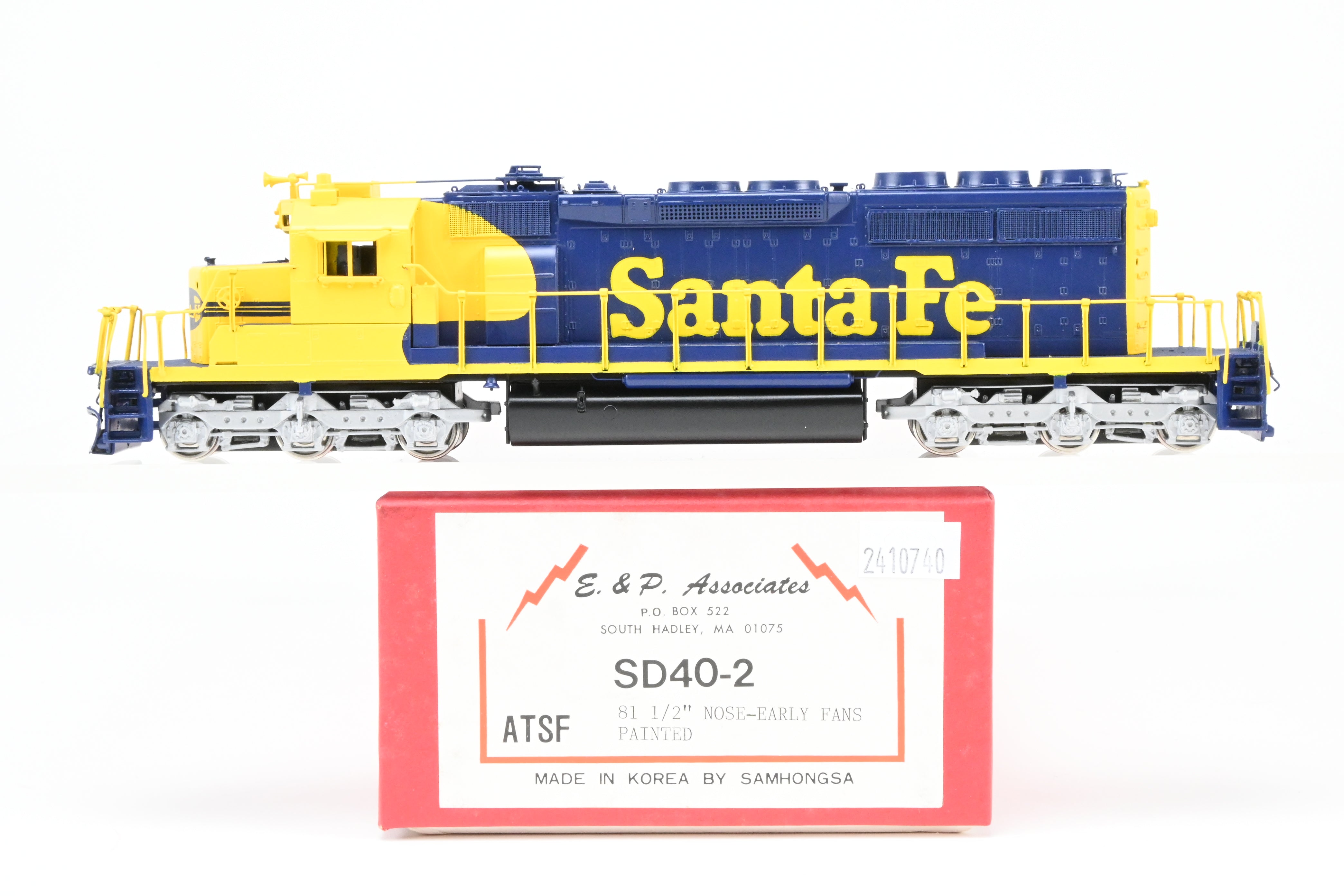 HO Scale Brass Model Train - E&P Associates ATSF (Atchison Topeka And Santa Fe) EMD SD - 40 - 2 Early Version with 81 - inch Nose and FP Lettering (No Number)