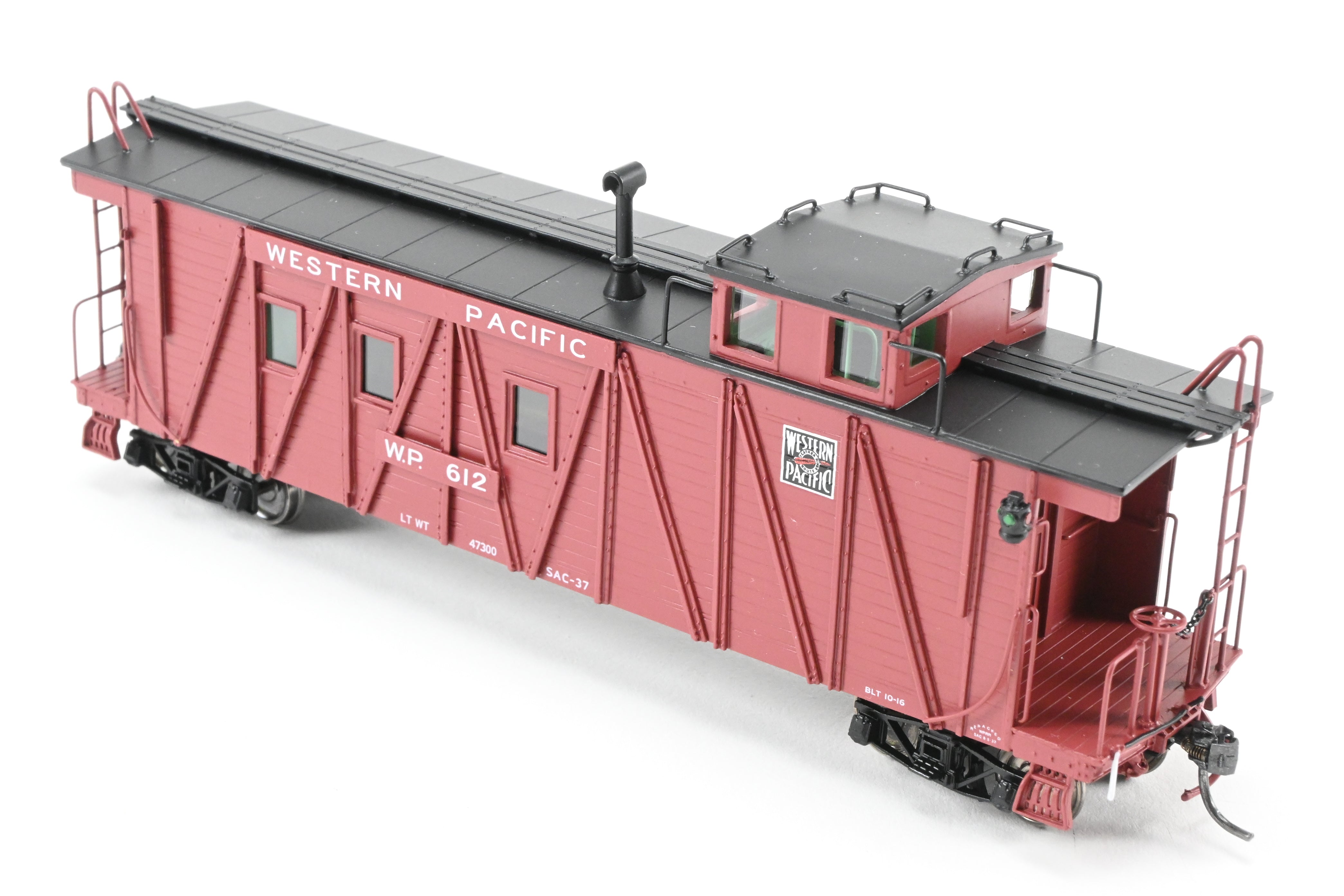 High - Quality HO Scale New Brass North Bank Line (NBL) and Western Pacific (WP) Caboose #612 with Recessed Ends and FP Brown Finish, Ideal for Model Train Enthusiasts