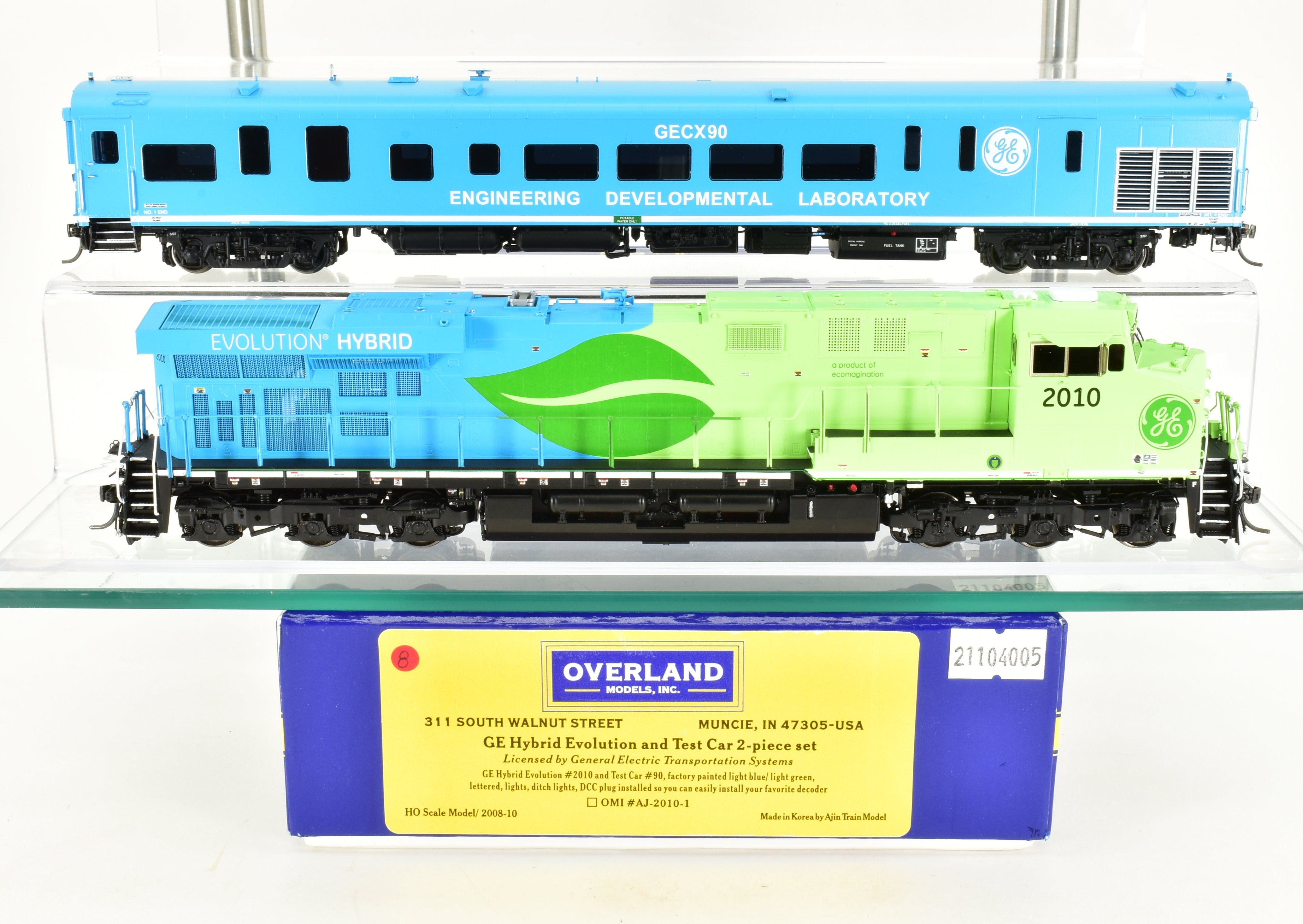 HO Scale Brass Model Train Set - Overland Models Inc. GE Demo, General Electric Demonstrator GE Evolution and Test Car Set with Factory Paint