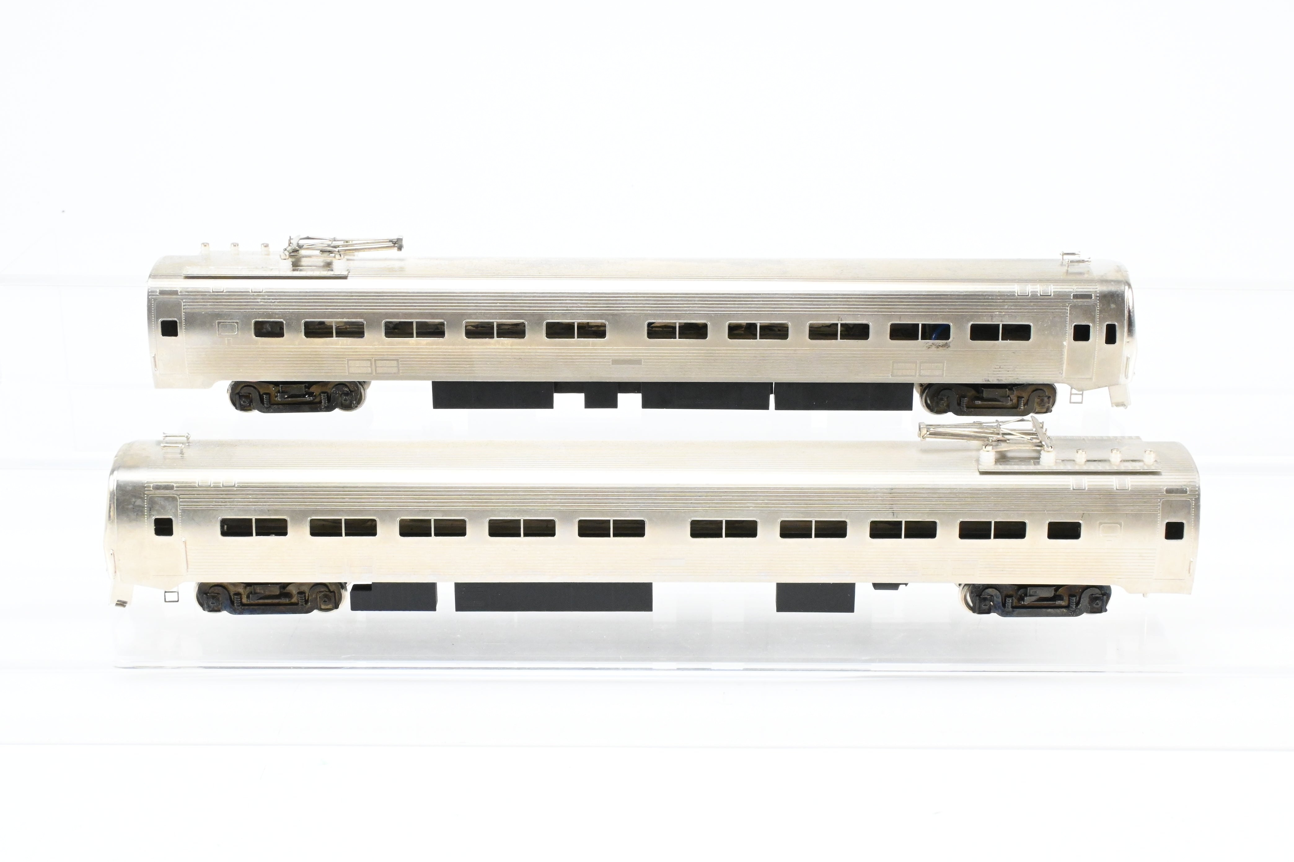 HO Scale Brass Gem Models Collectible PC - Penn Central/Amtrak Budd Metroliner 2-Car Set (1 Powered and 1 Non-Powered) with Factory Plated and Unlettered Finish