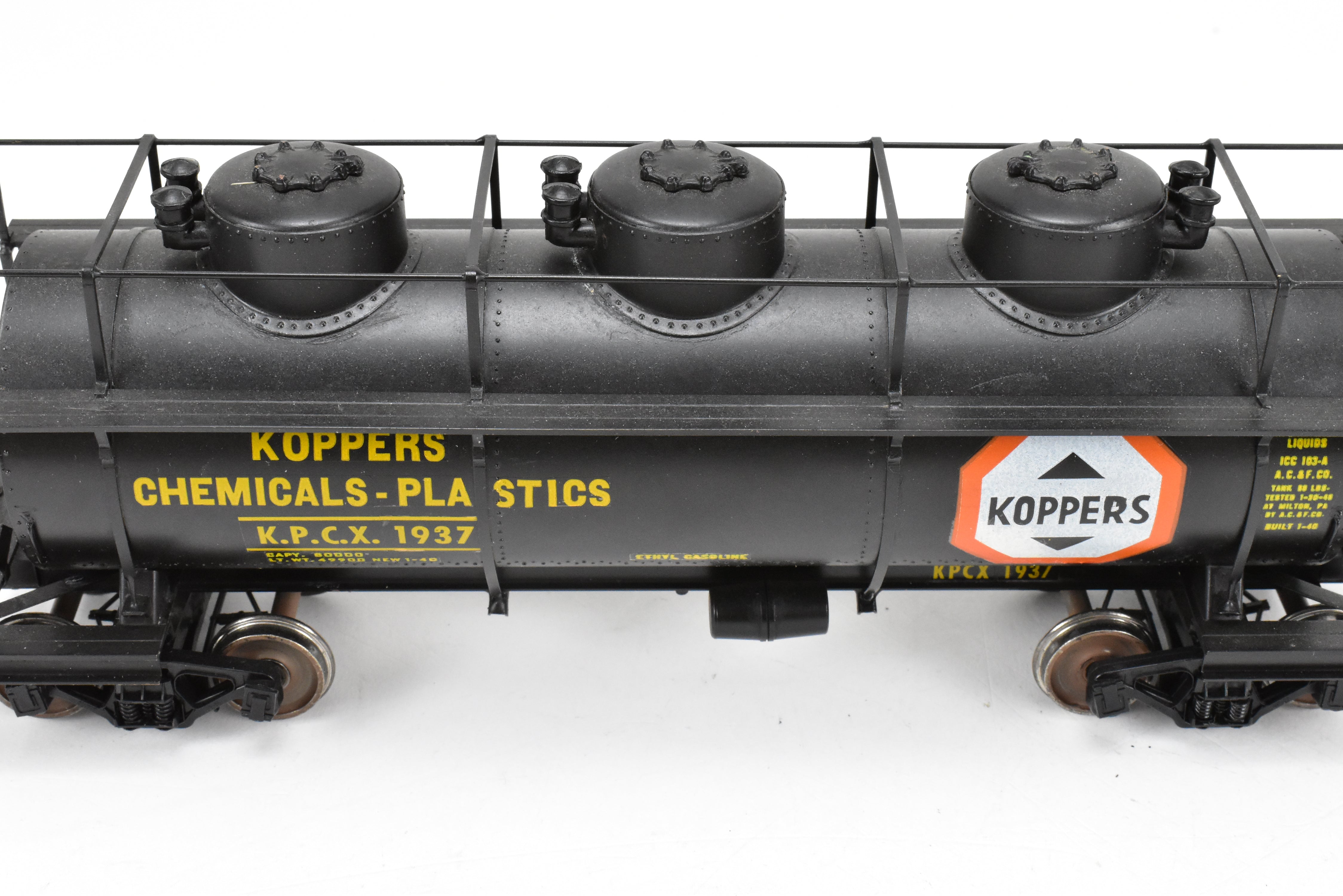O Scale Brass Max Gray 3 - Dome Tank Car Custom - Painted for KPCX 1937 Koppers Tar