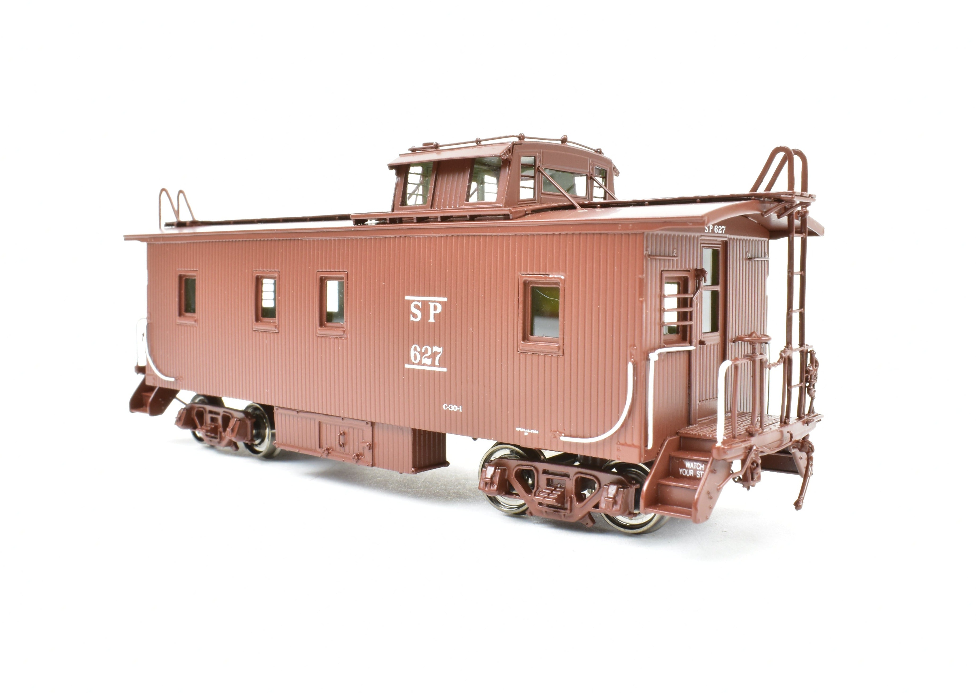 HO Scale Brass CIL - Challenger Imports SP - Southern Pacific Wood Side Caboose with Slant Side Cupola, Class C - 30 - 1, Freight Passenger No. 627 Model Train