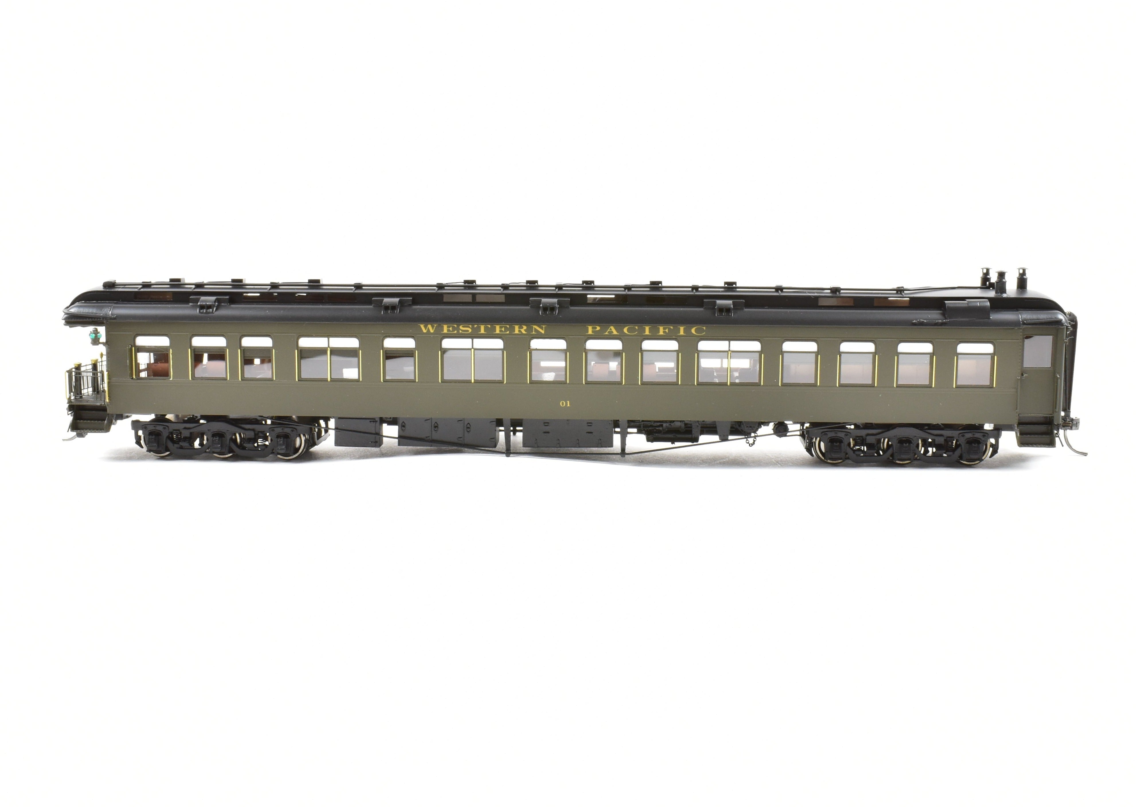High - Quality HO Scale New Brass Model of North Bank Line Western Pacific Business Car #01 in Pullman Green