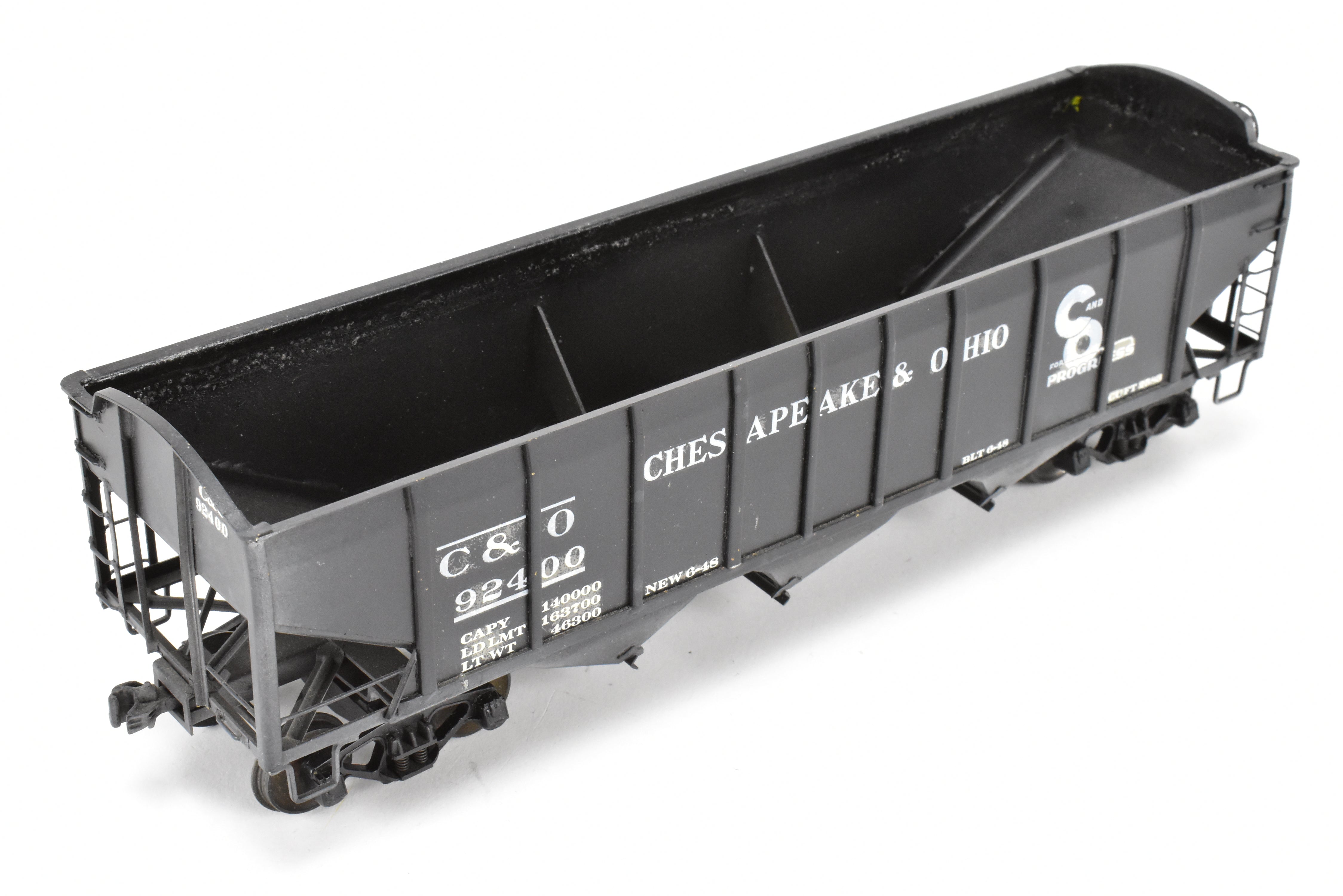 O Scale Model Train - Brass U.S. Hobbies Chesapeake & Ohio (C&O) ACF Welded Triple Hopper, Custom Painted with No. 92400, Without Original Box