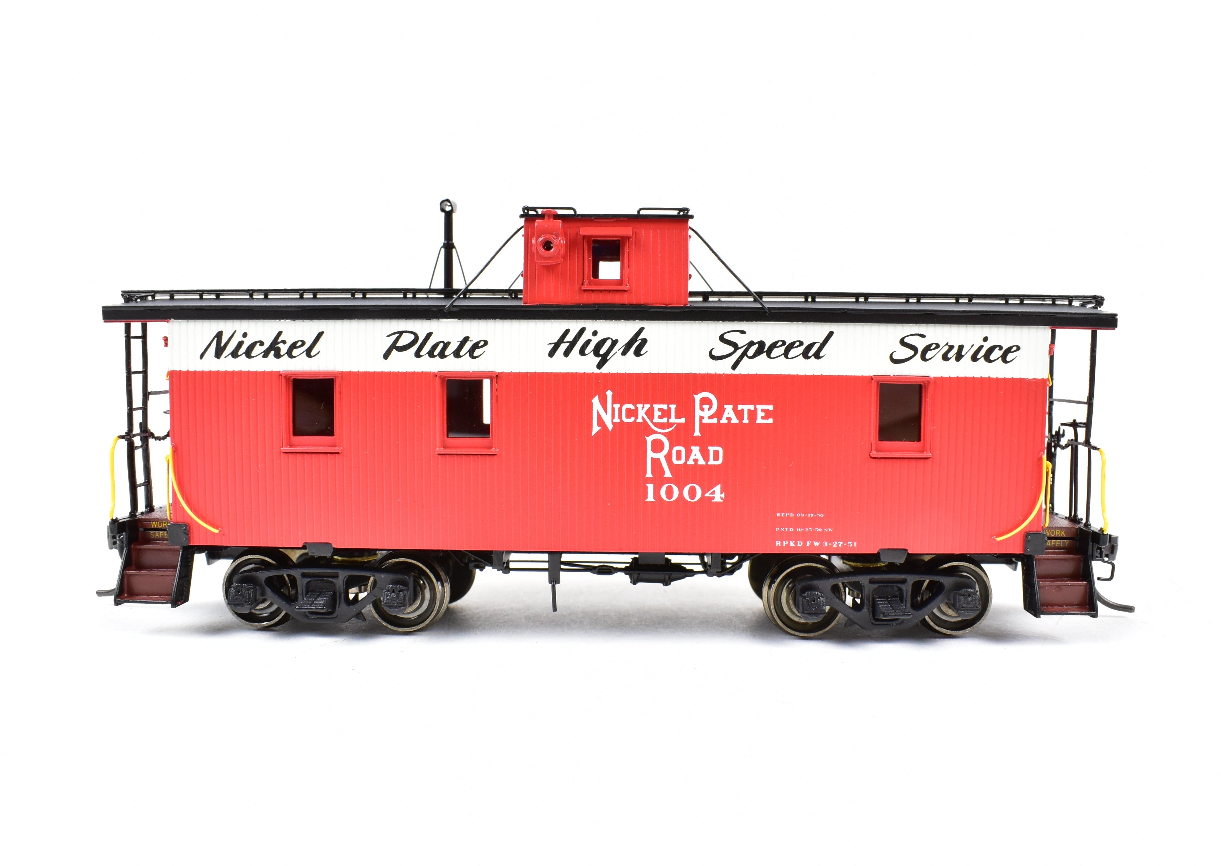HO Scale Brass Division Point Nickel Plate Road 1000 Series 30-Foot Wood Caboose Model FP No. 1004 from New York City and St. Louis