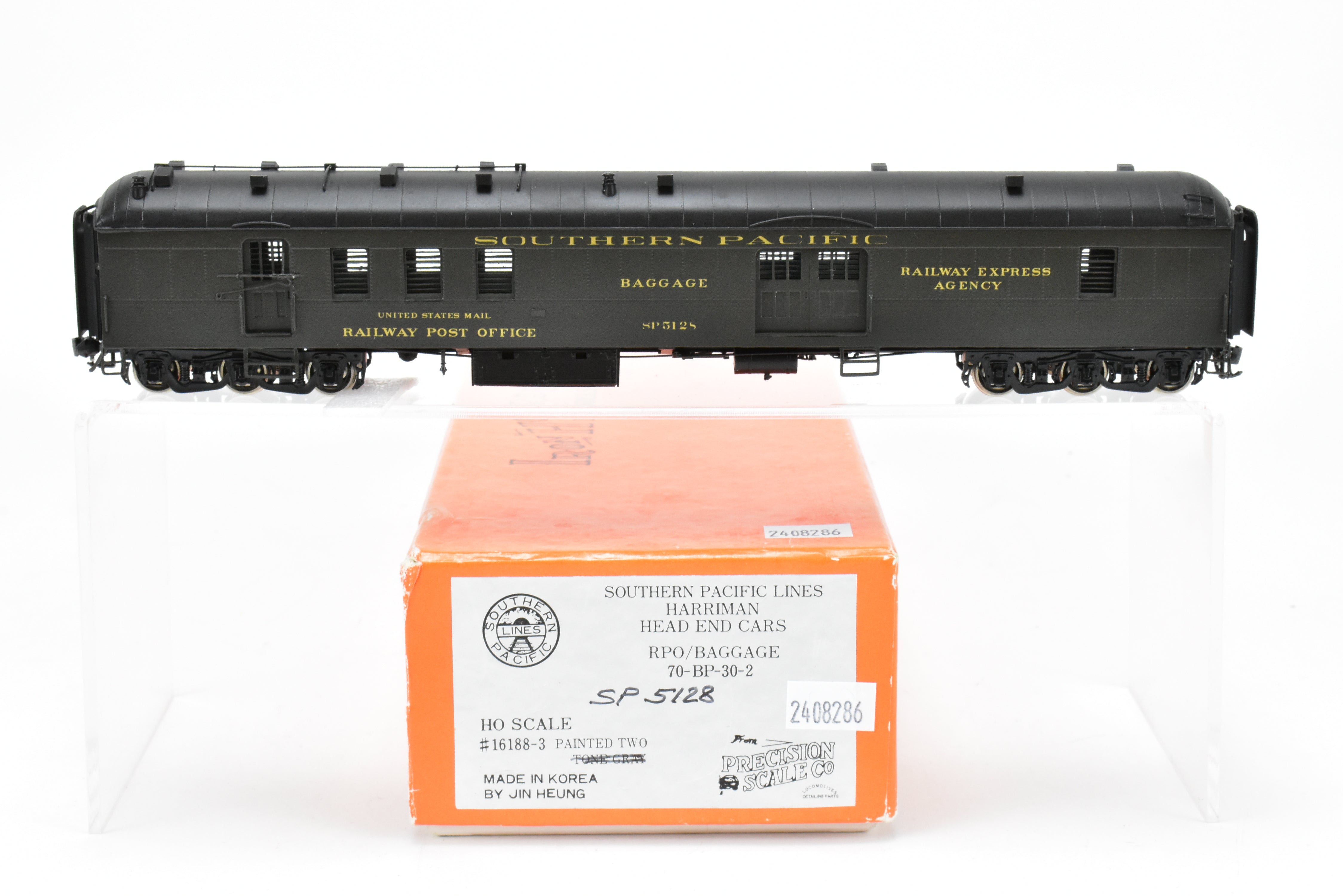 HO Scale Brass Precision Scale Co. Model of Southern Pacific Harriman RPO/Baggage Car 70 - BP - 30 - 2 with Incorrect Packaging