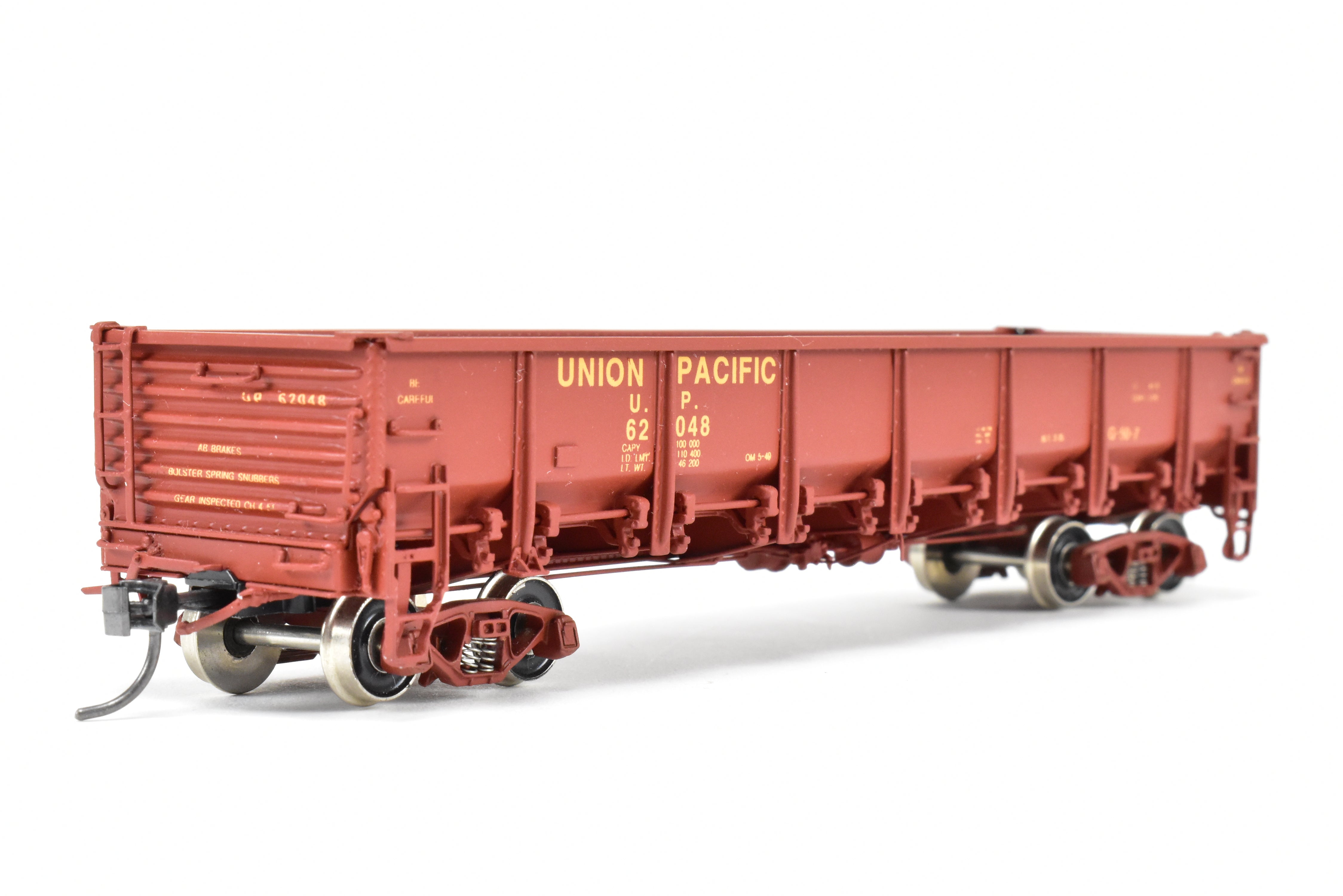 HO Scale Brass Gondola Model - Challenger Imports Union Pacific Class G50 - 7 Drop Bottom Gondola Version 1 with Single Side Sheets, Factory - Painted and Numbered FP #62048