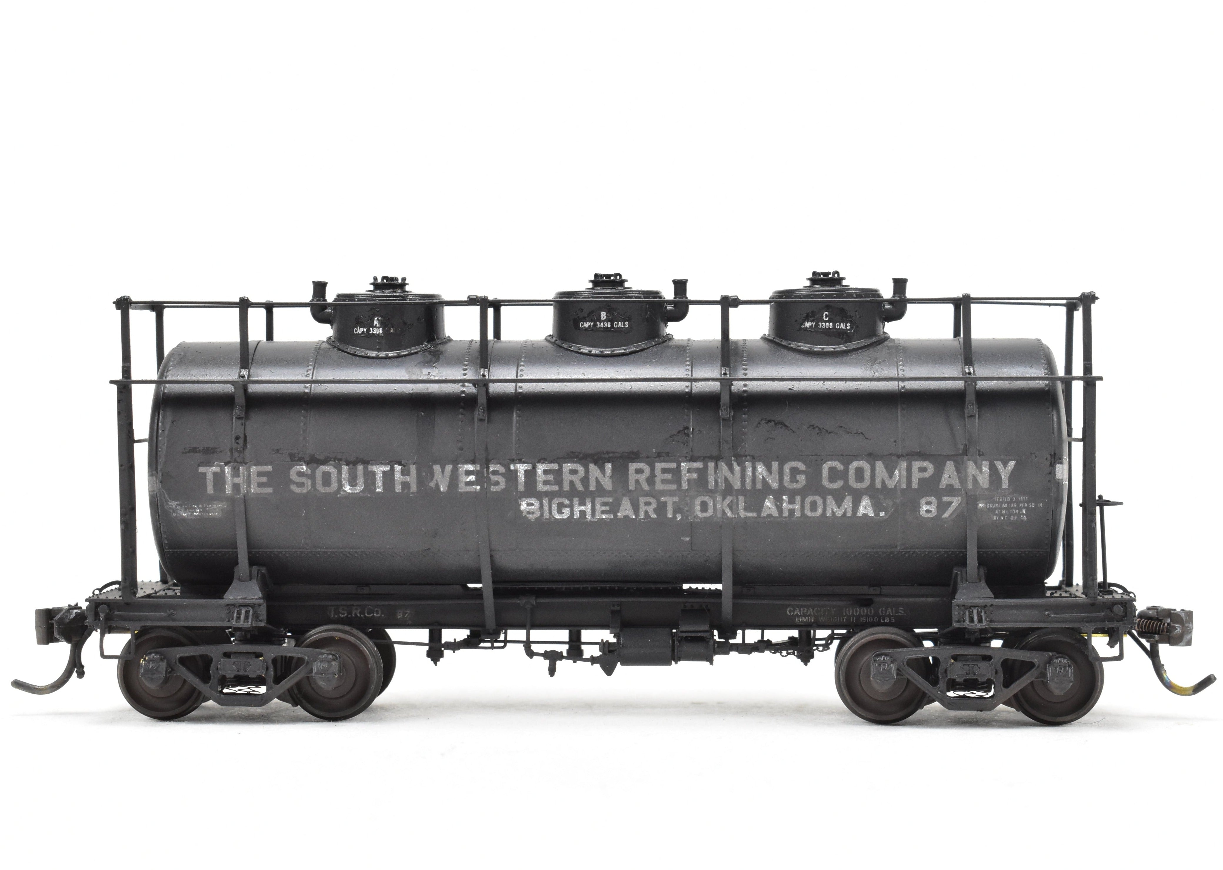 HO Scale Brass W&R - W&R Enterprises Various Roads AC&F 10,000 Gallon 3-Dome Tank Car with High Walkway for Model Railroad Collection