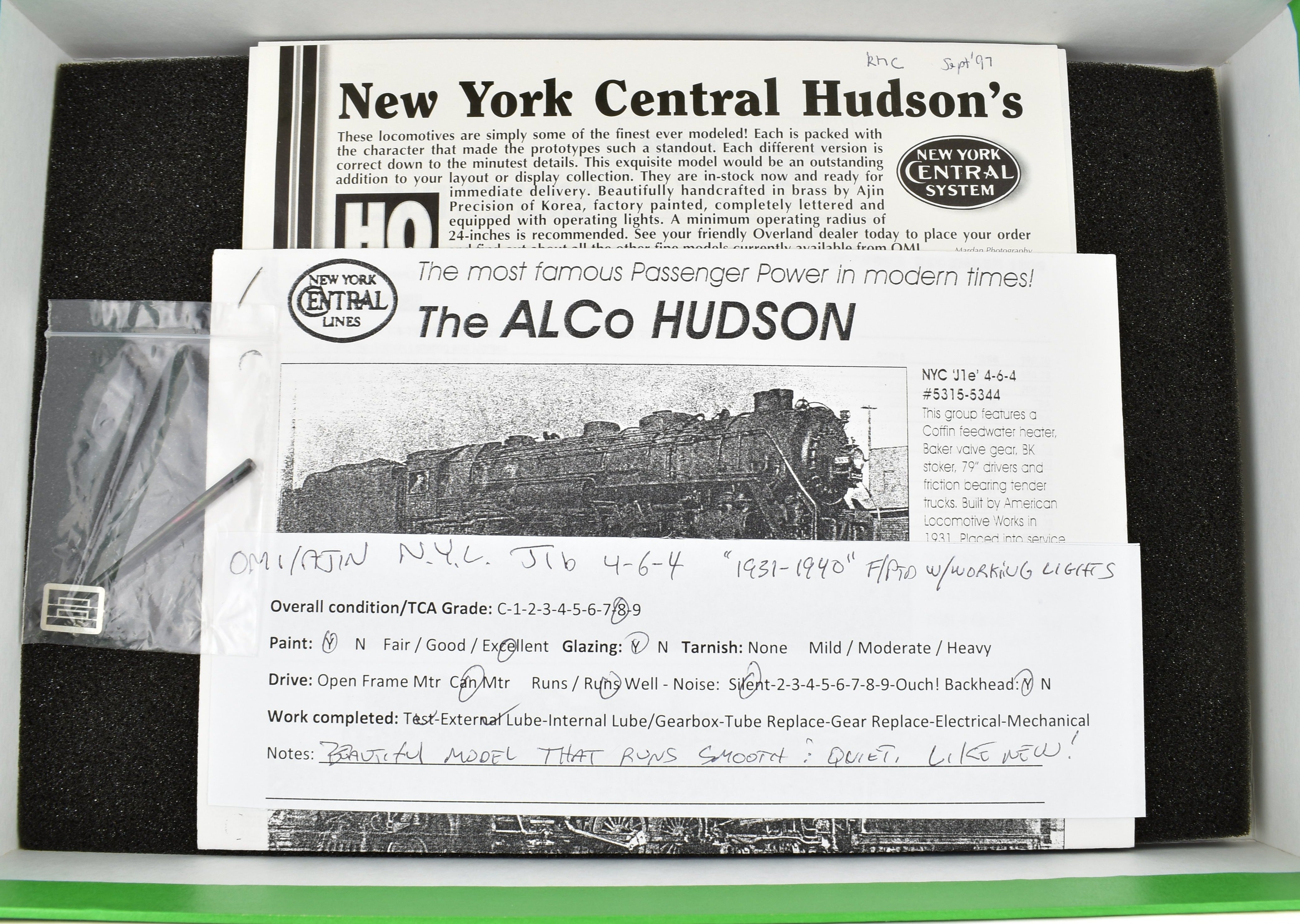 HO Scale Brass Model Train - Overland Models NYC (New York Central) J - 1b 4 - 6 - 4 Hudson FP Locomotive #5221