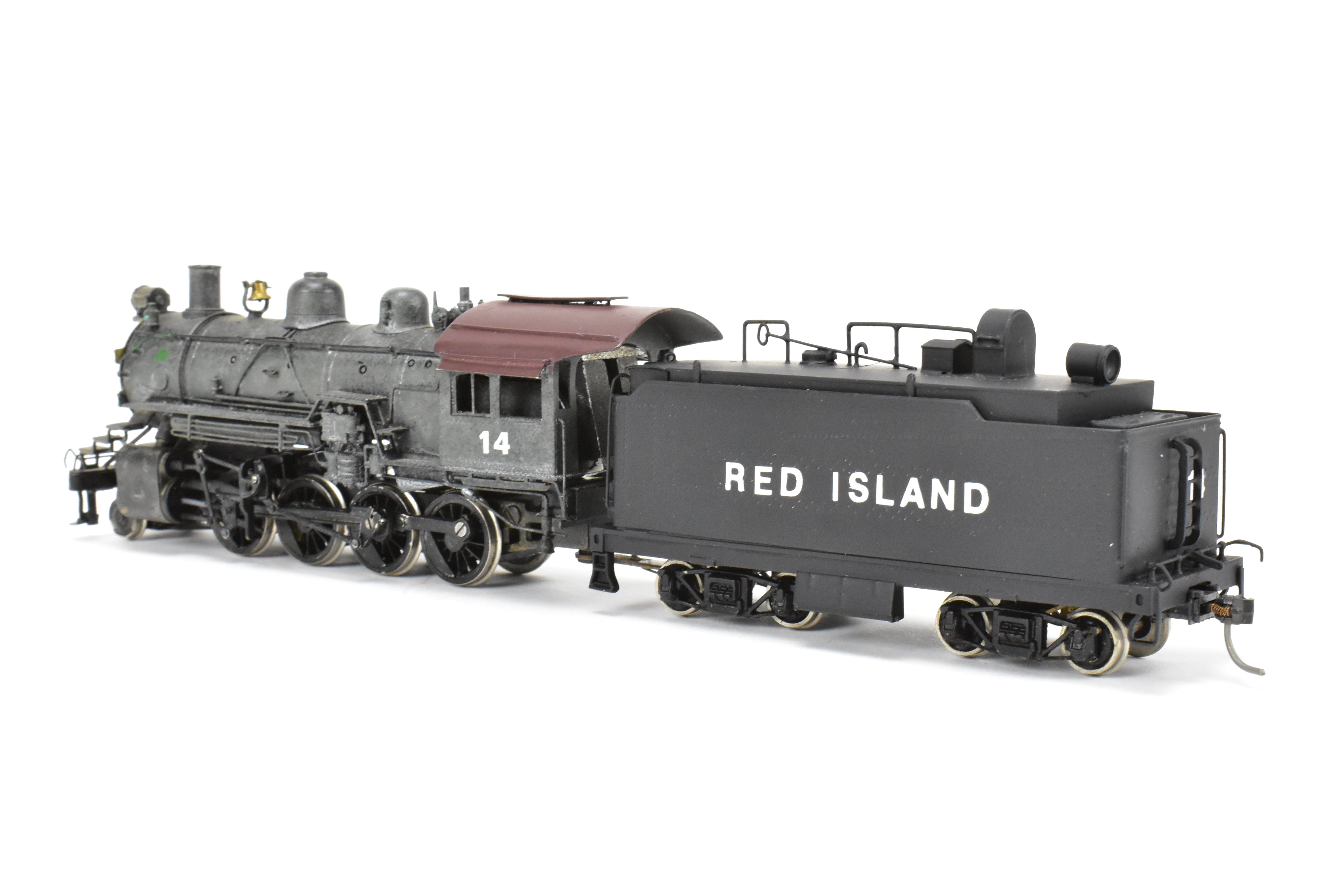 High - Quality HO Scale Brass Pacific Fast Mail Model Train - United ATSF - Santa Fe 2 - 8 - 0 Consolidation Pacific Fast Mail in Private Road Red Island #14, Sold As - Is Condition