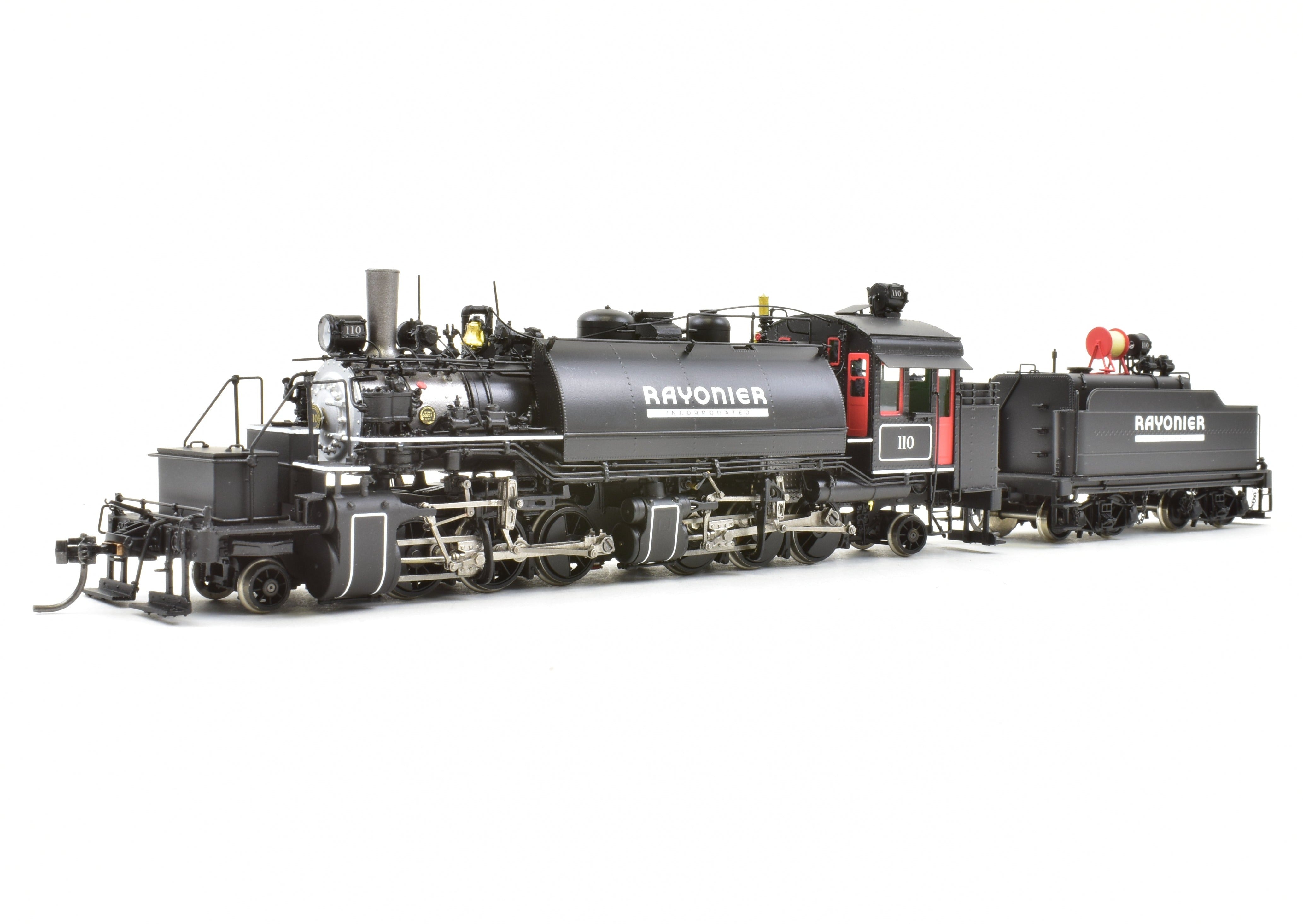 High - Quality HO Scale Brass Division Point (DVP) Baldwin Logging Mallet Steam Locomotive #110 2 - 6 - 6 - 2T with Auxiliary Tender - The Last Available Model from Rayonier Incorporated