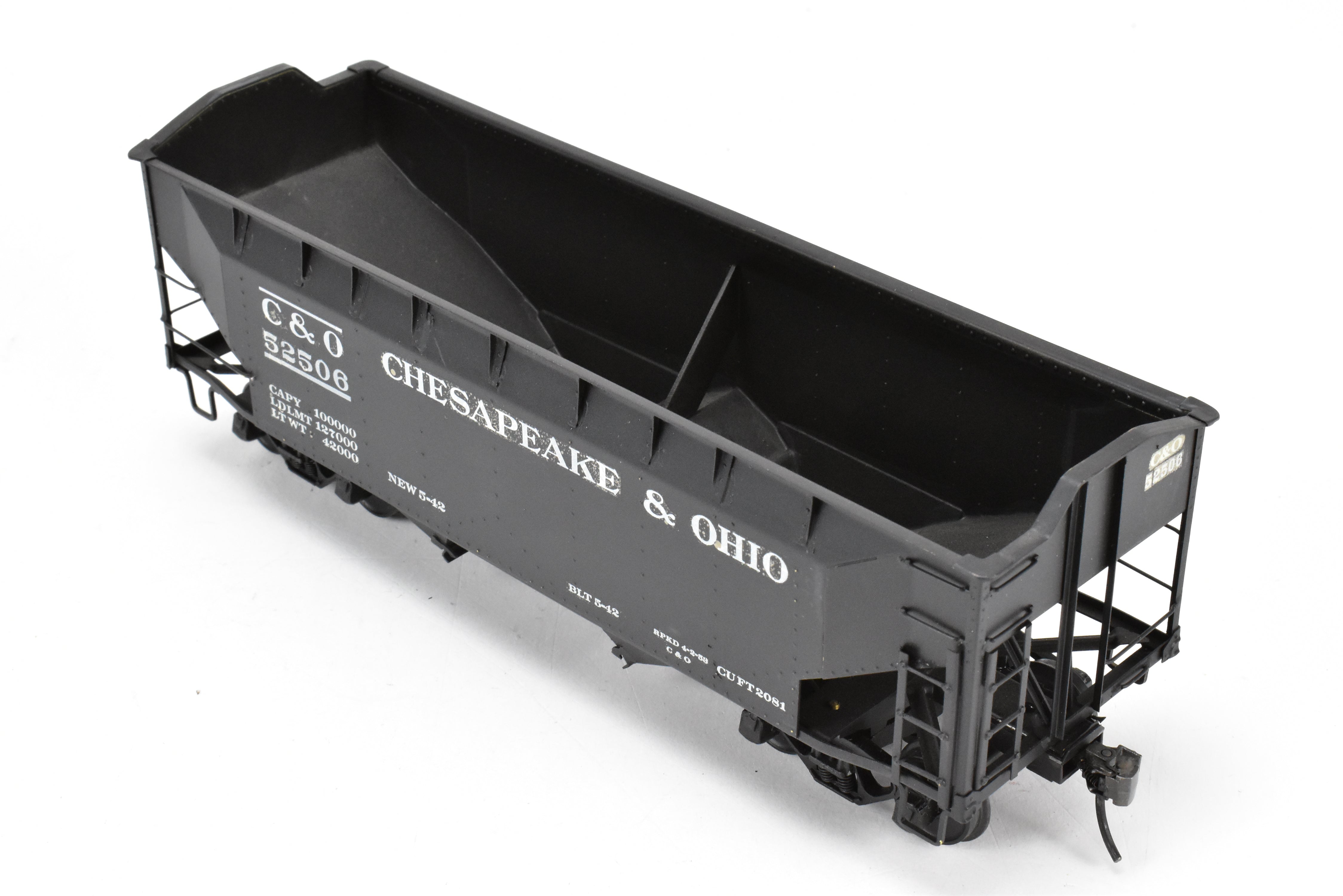O Scale Model Train - Brass US Hobbies C&O (Chesapeake & Ohio) Offset Side Twin Hopper with Peaked Ends, CP No. 52506